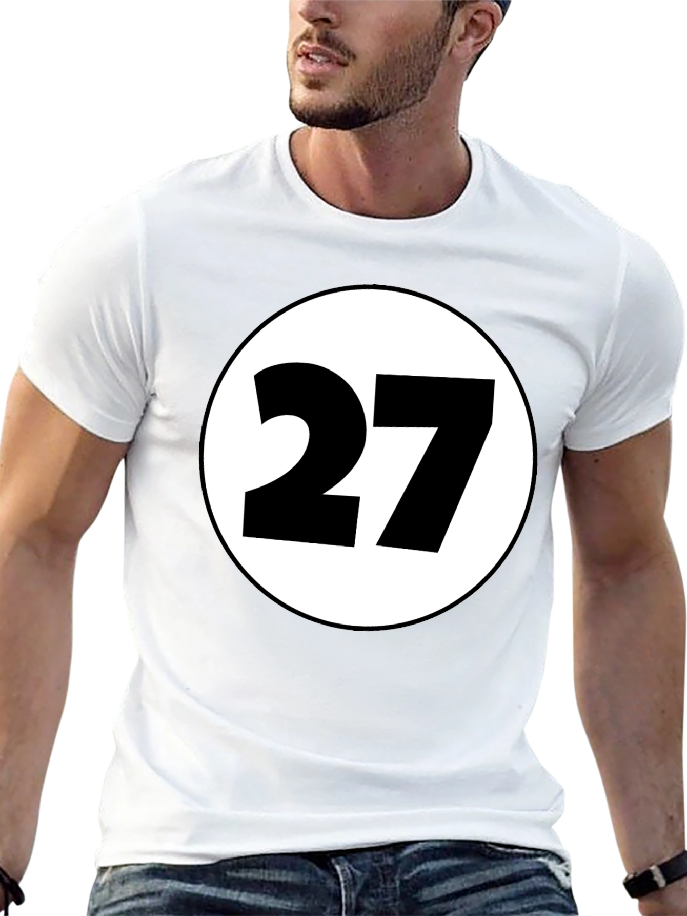 Black T-Shirt with White Circle and Number 27