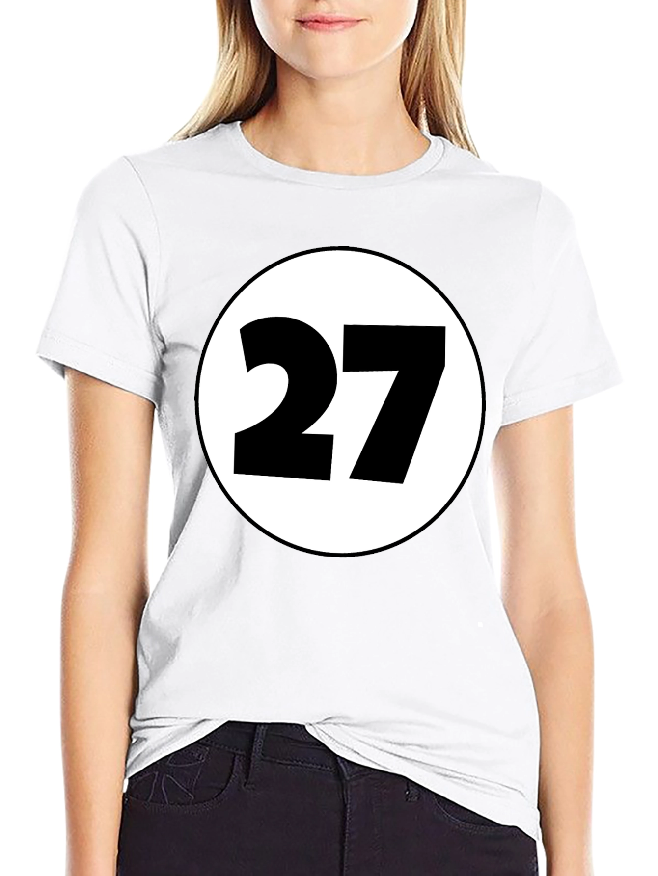 Black T-Shirt with White Circle and Number 27
