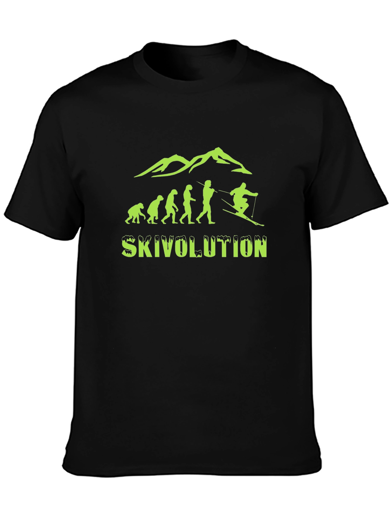 Skivolution T-Shirt: Skiing Evolution Black Tee