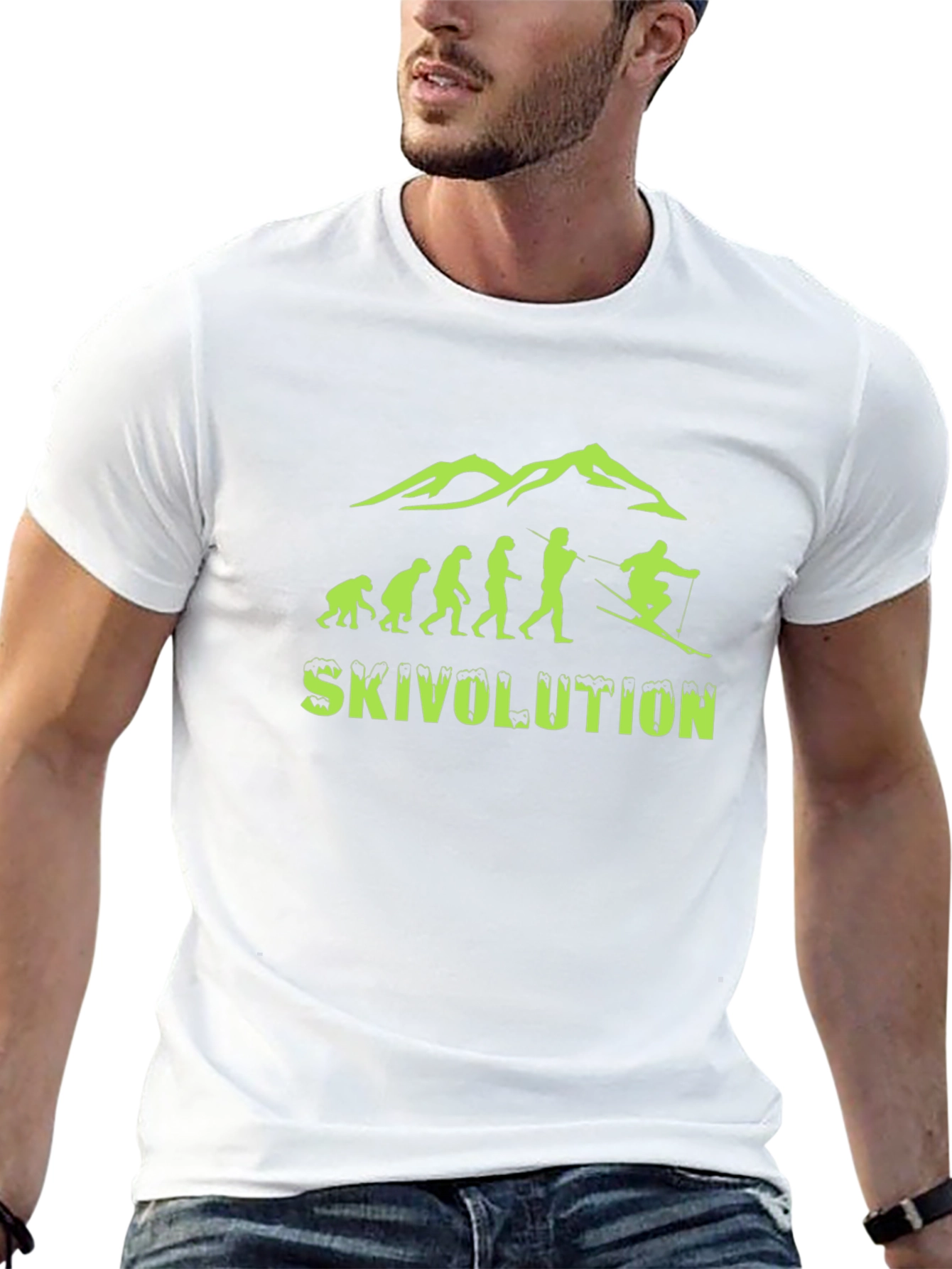 Skivolution T-Shirt: Skiing Evolution Black Tee