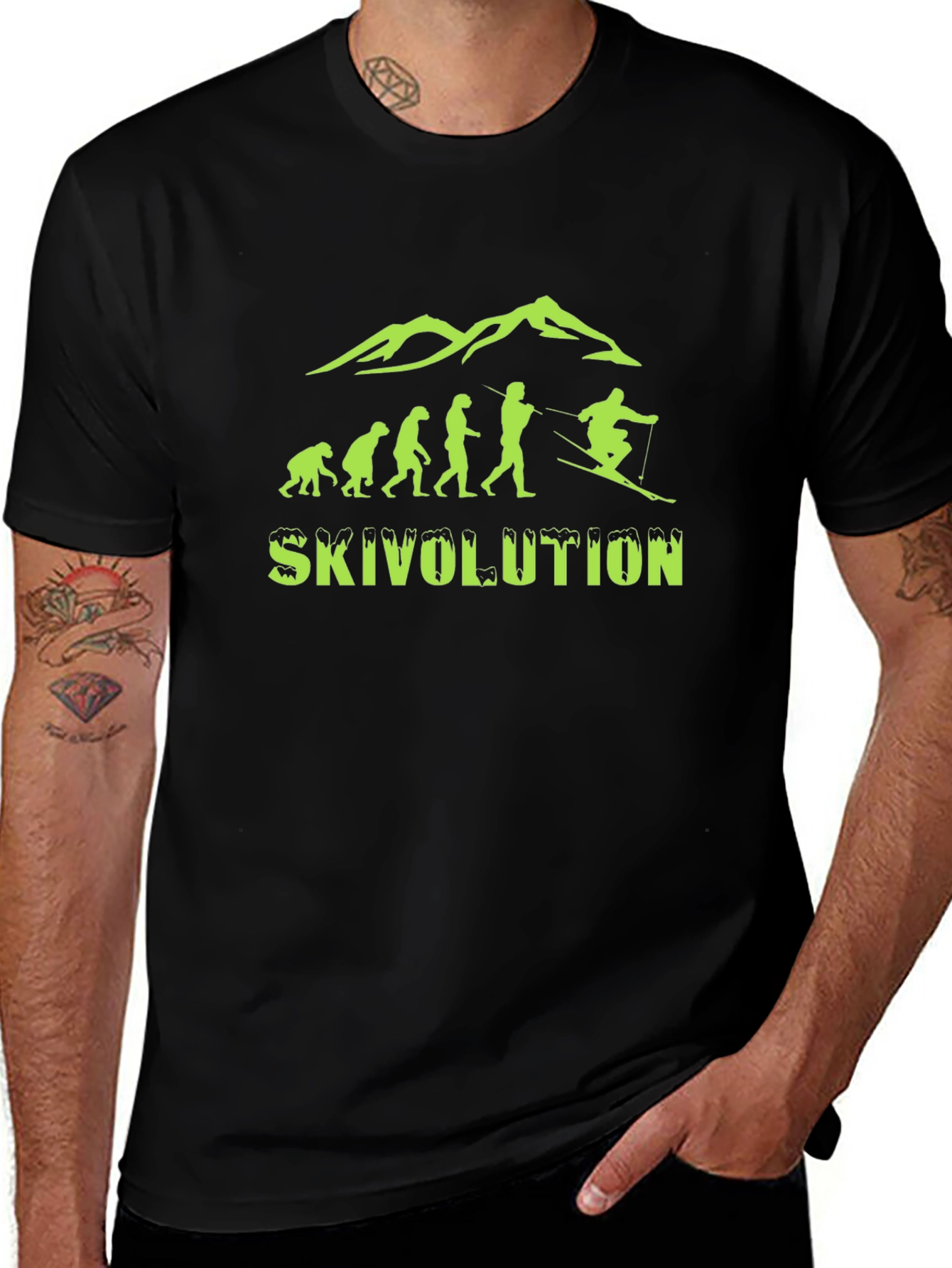 Skivolution T-Shirt: Skiing Evolution Black Tee