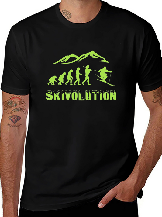 Skivolution T-Shirt: Skiing Evolution Black Tee