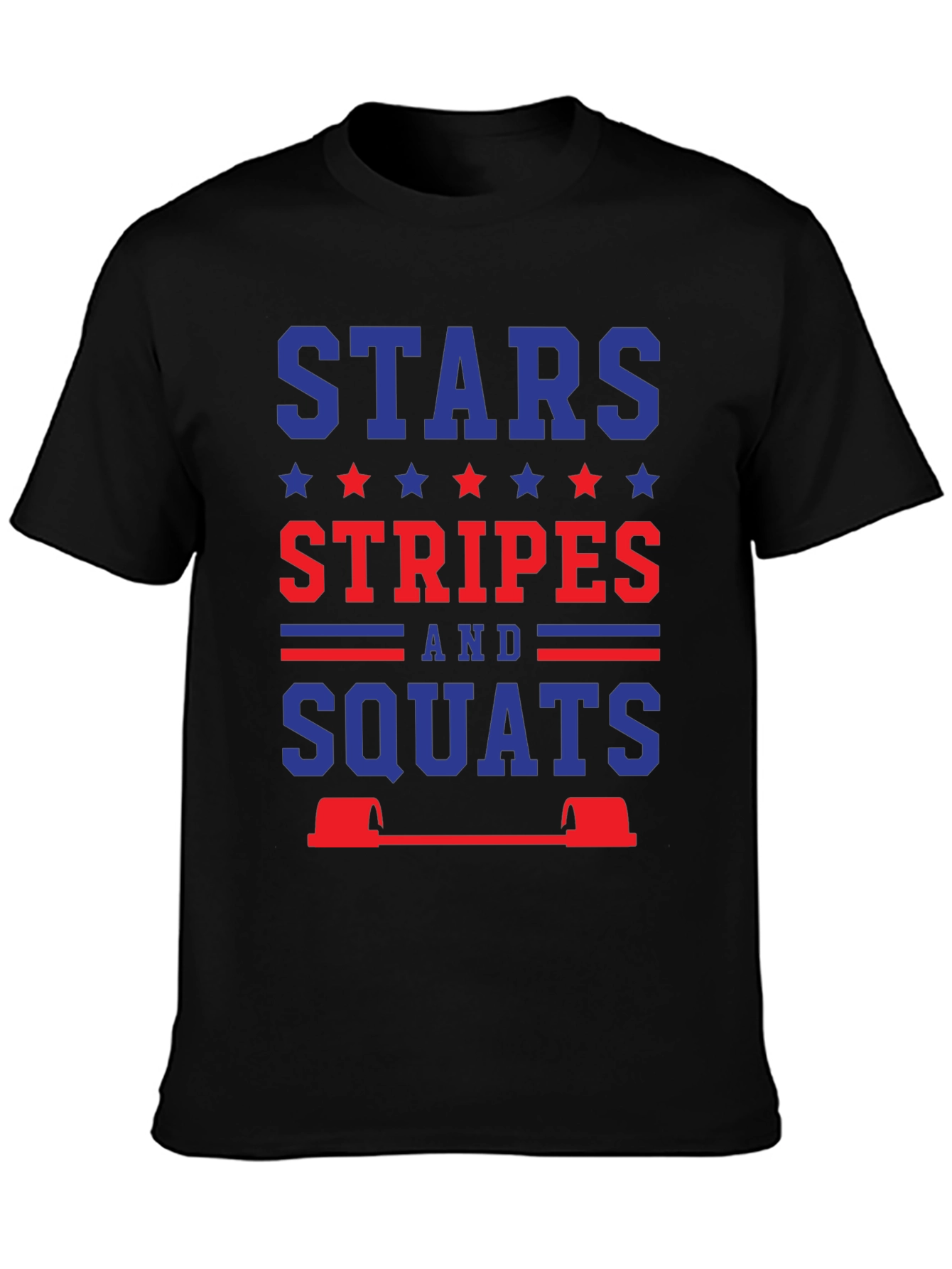 Stars Stripes and Squats Patriotic Workout T-Shirt
