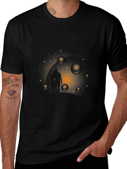 Astral Traveler Graphic Tee - Black Cotton T-Shirt
