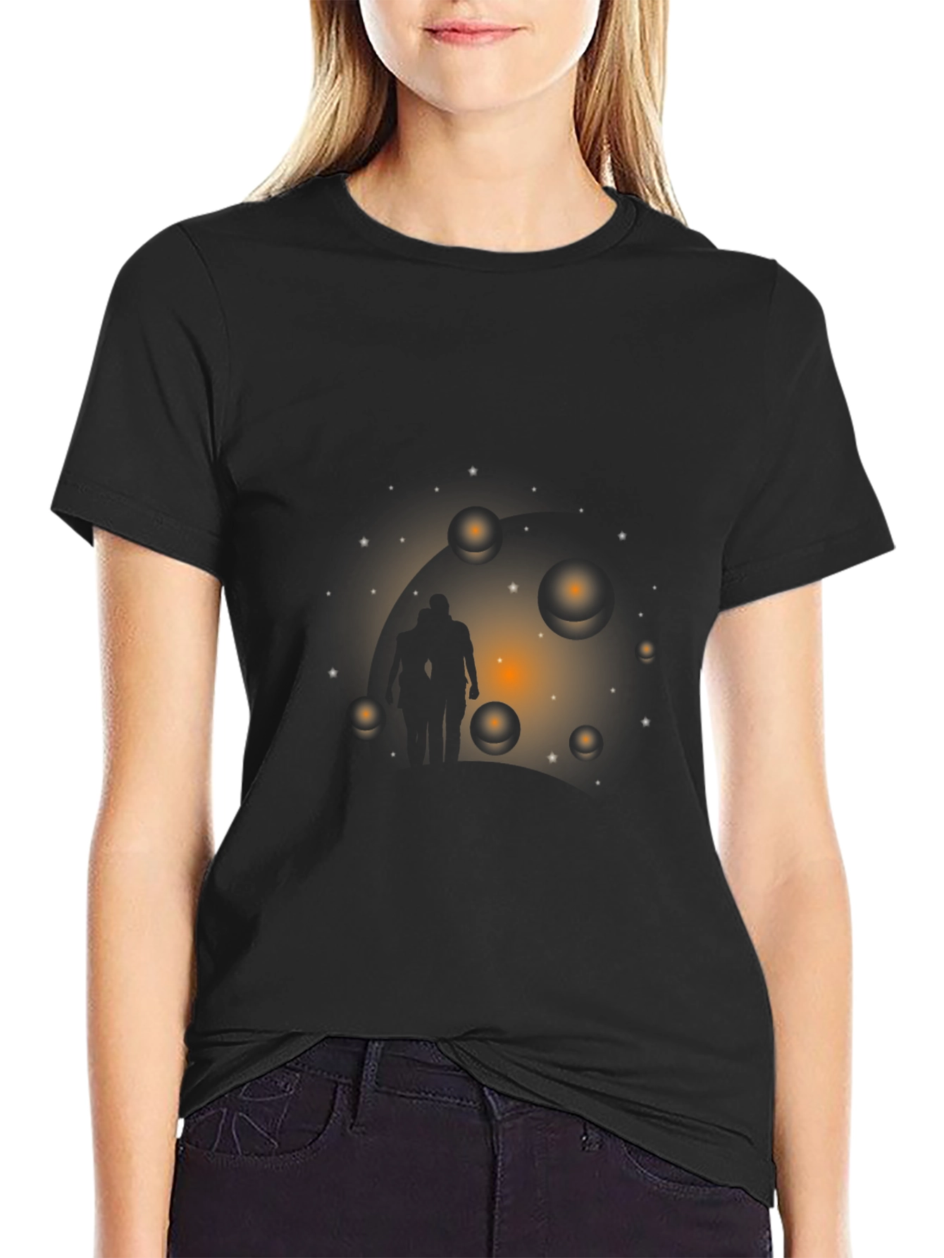 Astral Traveler Graphic Tee - Black Cotton T-Shirt