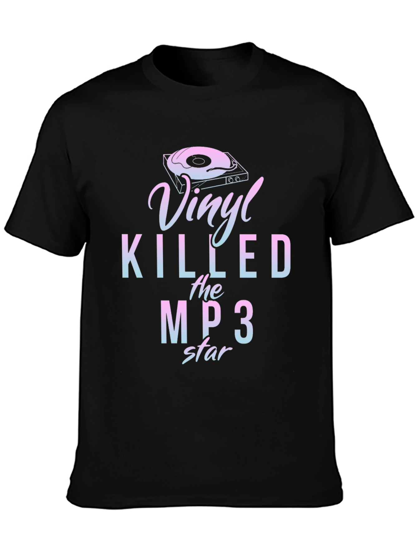 Vinyl Killed the MP3 Star Black Graphic Tee
