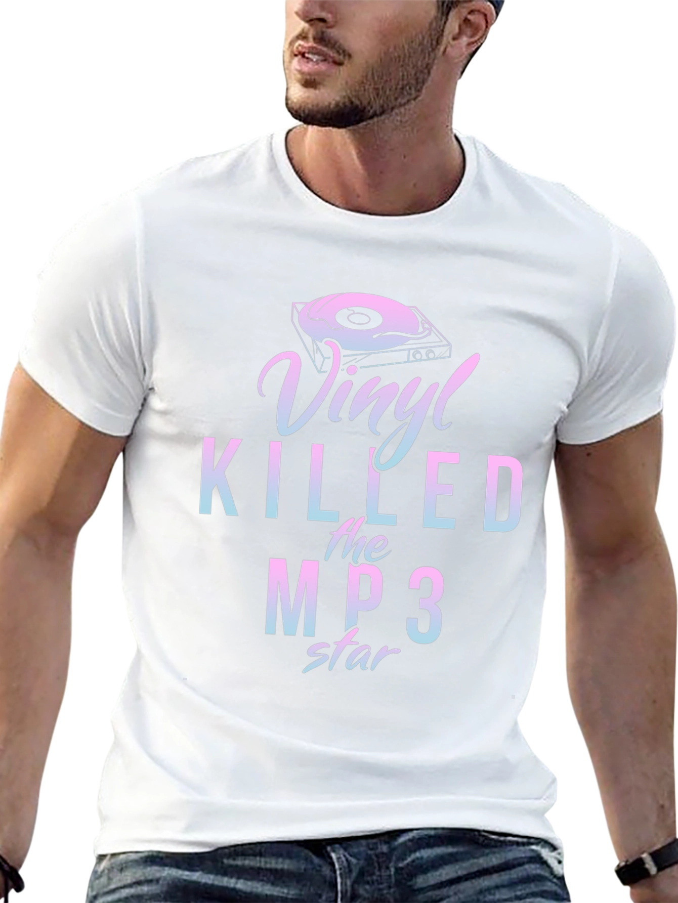 Vinyl Killed the MP3 Star Black Graphic Tee
