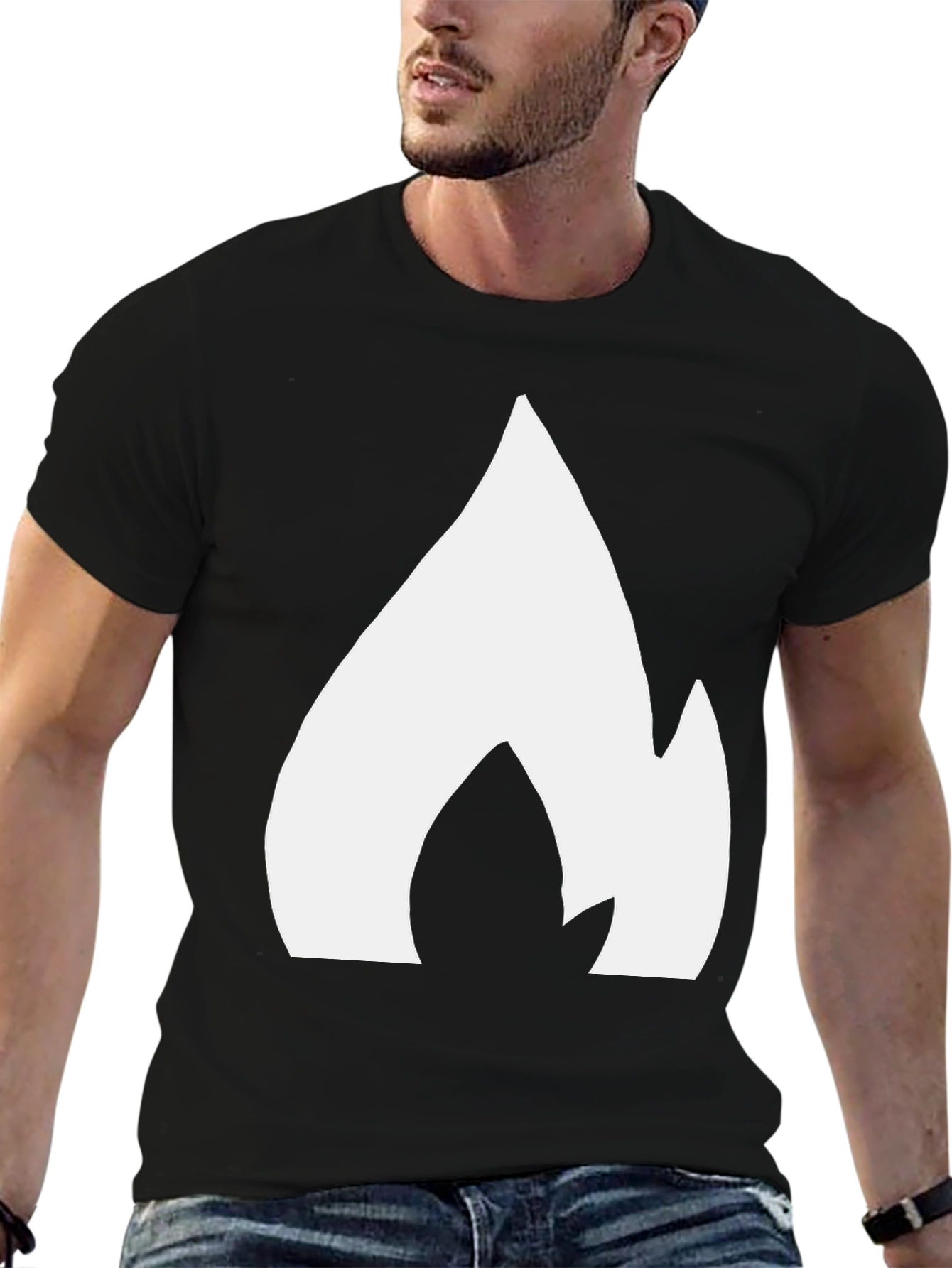 Bold Flame Graphic Tee - Black Casual Shirt