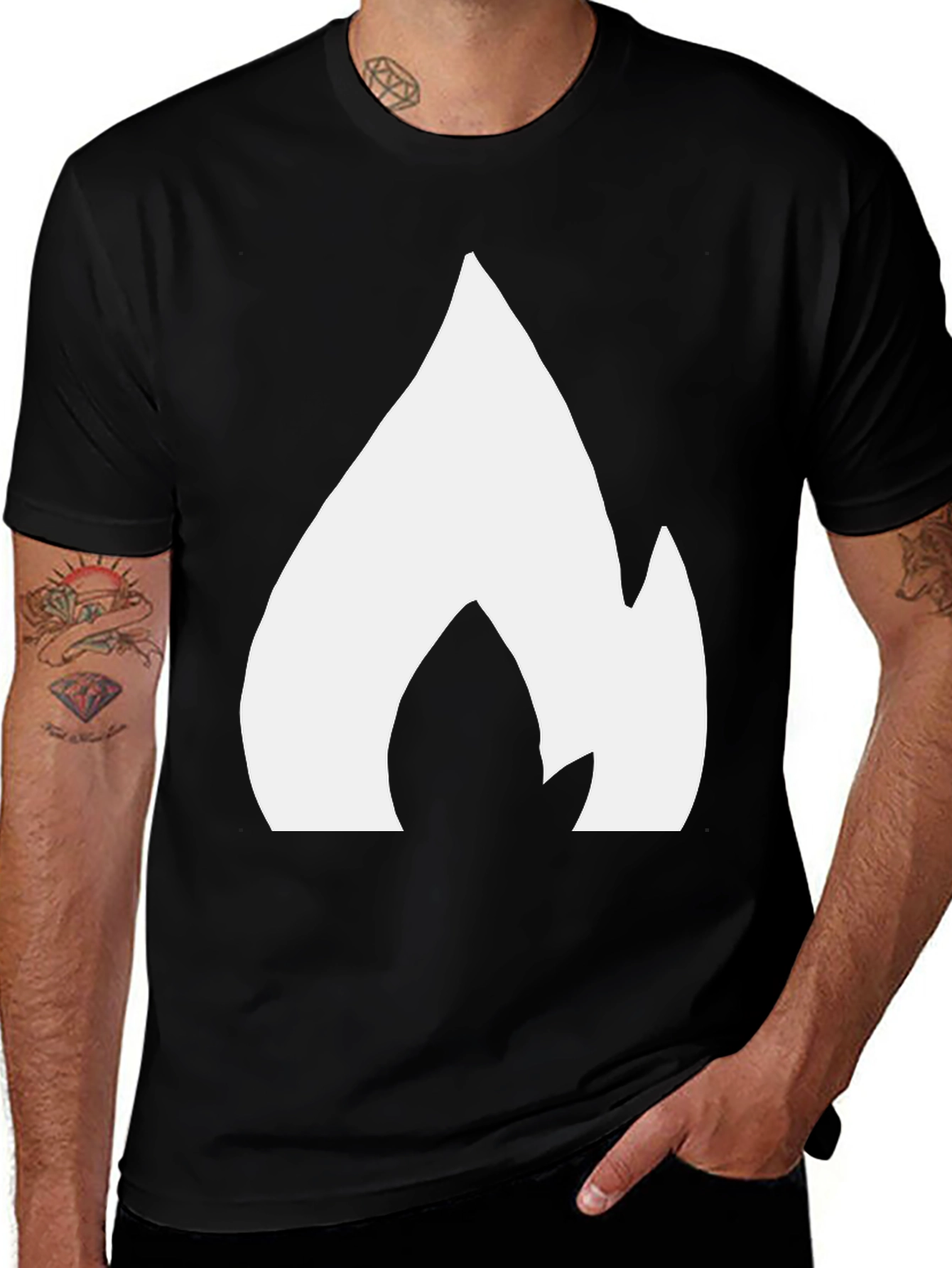Bold Flame Graphic Tee - Black Casual Shirt
