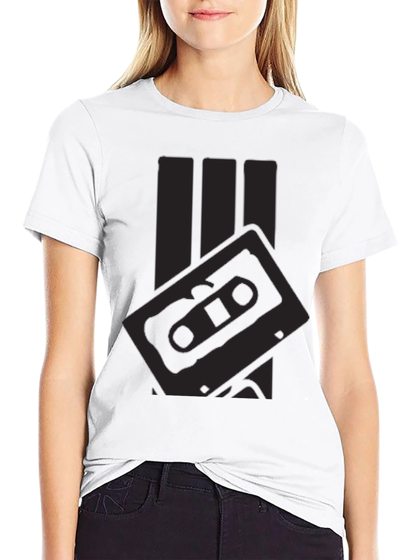 Retro Cassette Tape Graphic Tee - Black