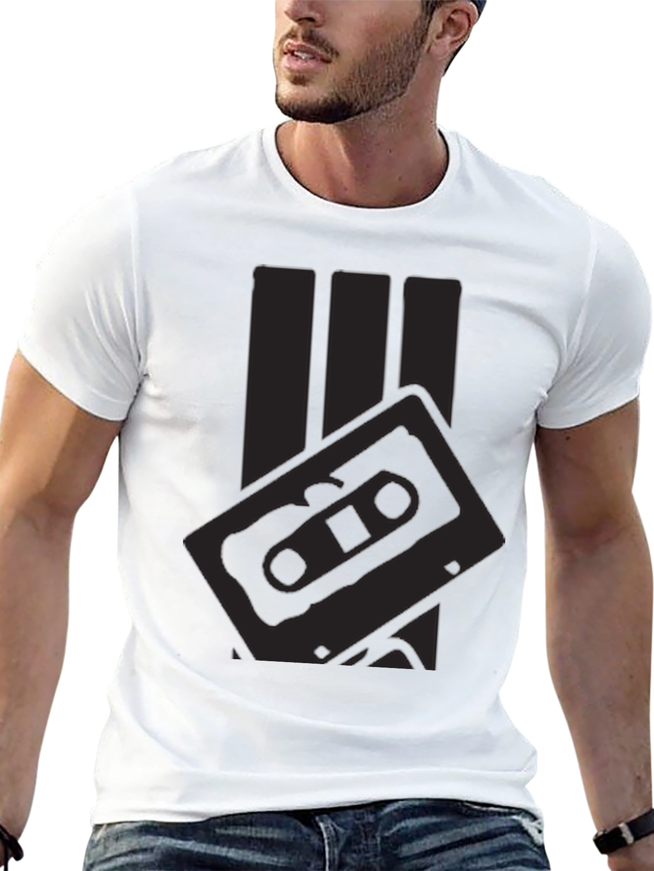 Retro Cassette Tape Graphic Tee - Black