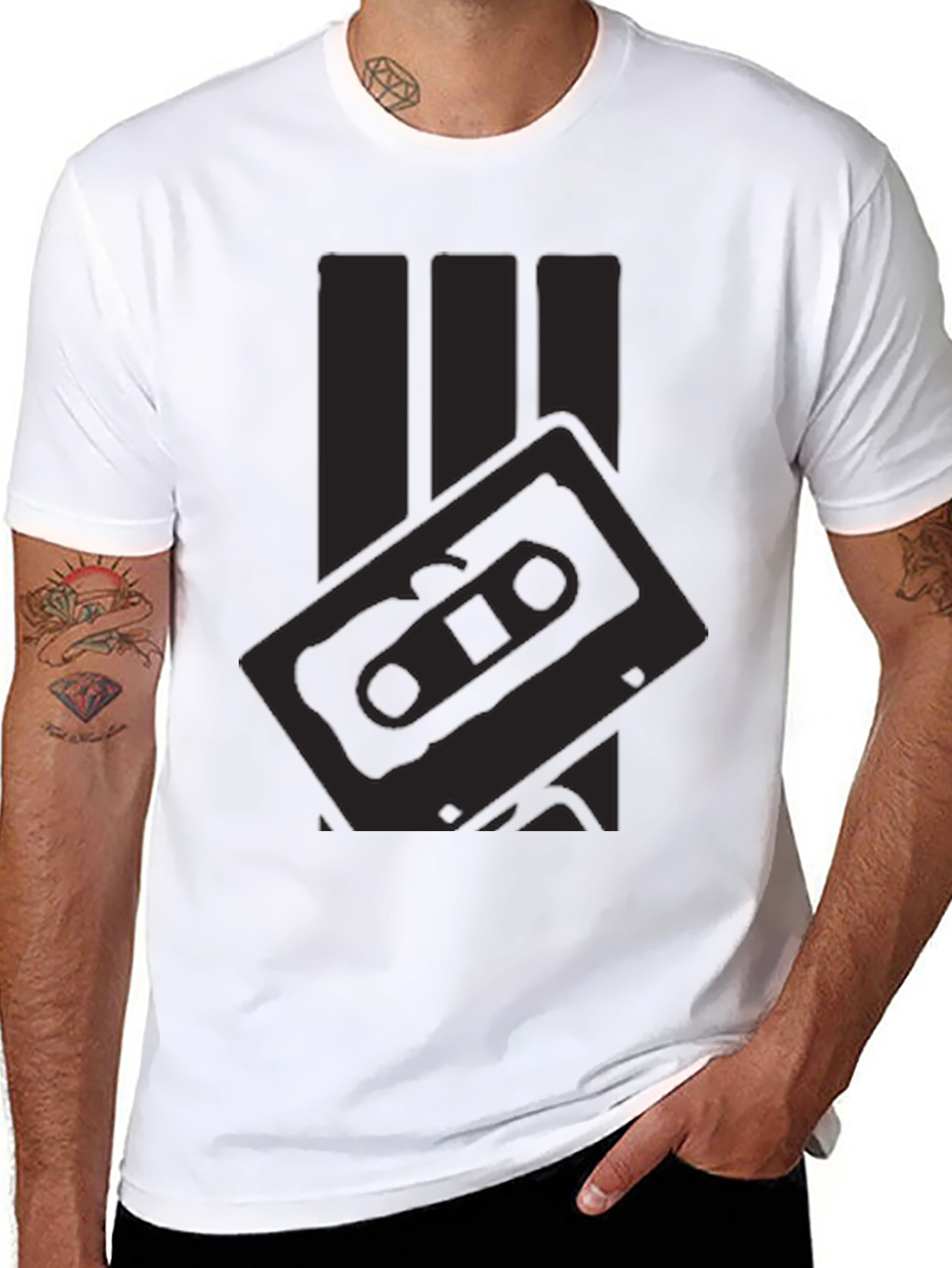Retro Cassette Tape Graphic Tee - Black
