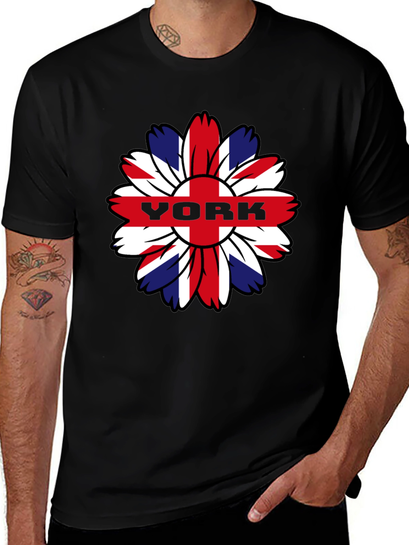York Flower Graphic T-Shirt - Union Jack Style