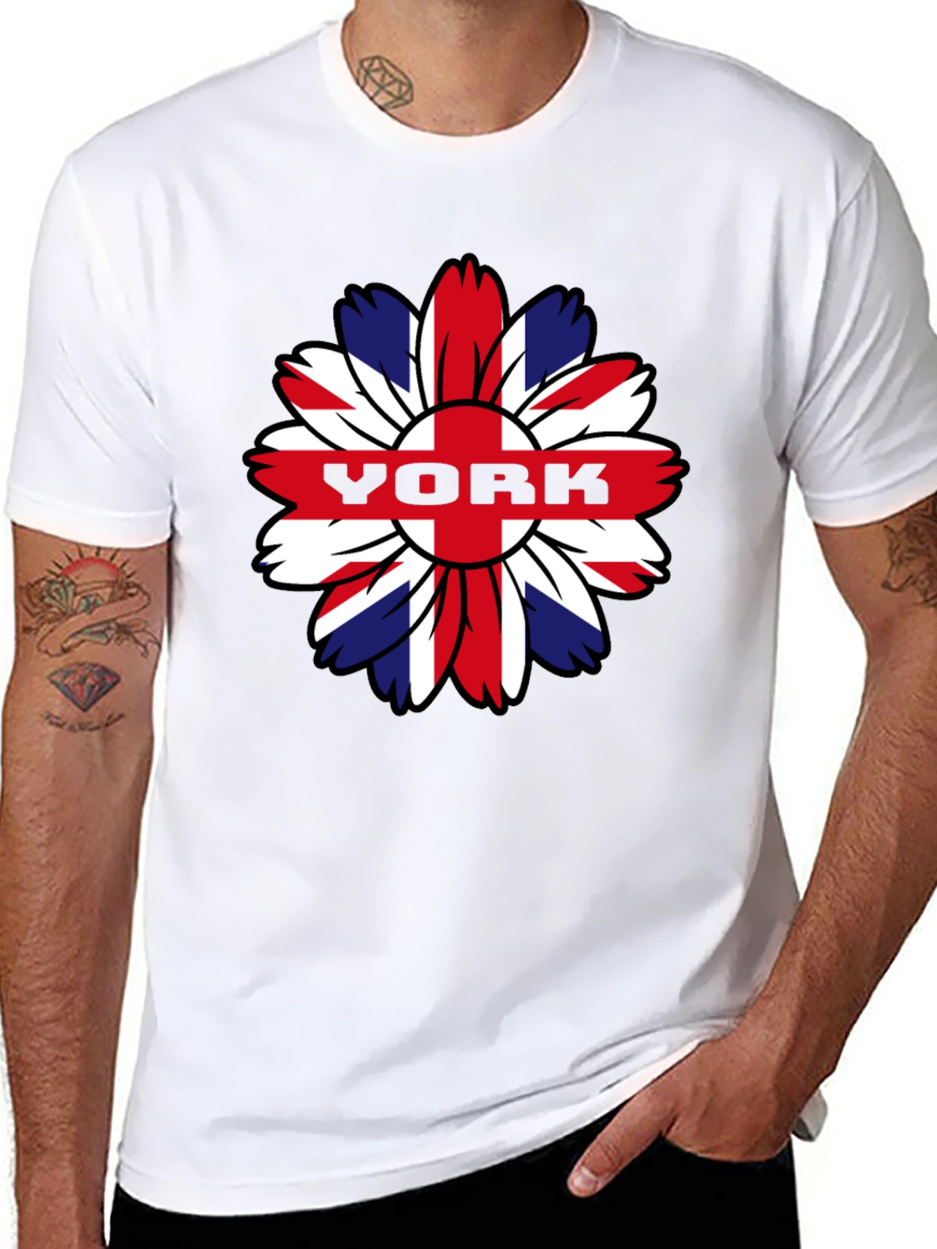 York Flower Graphic T-Shirt - Union Jack Style