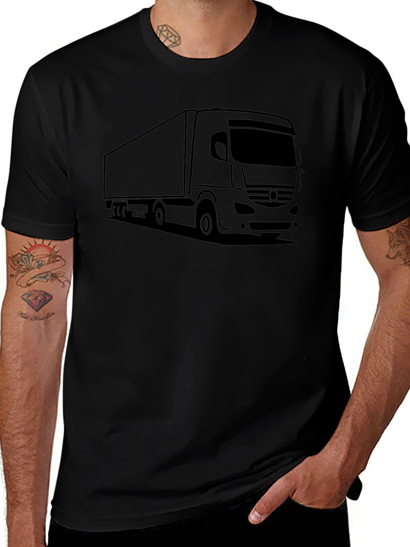 Truck Graphic Tee - Black Cotton Blend