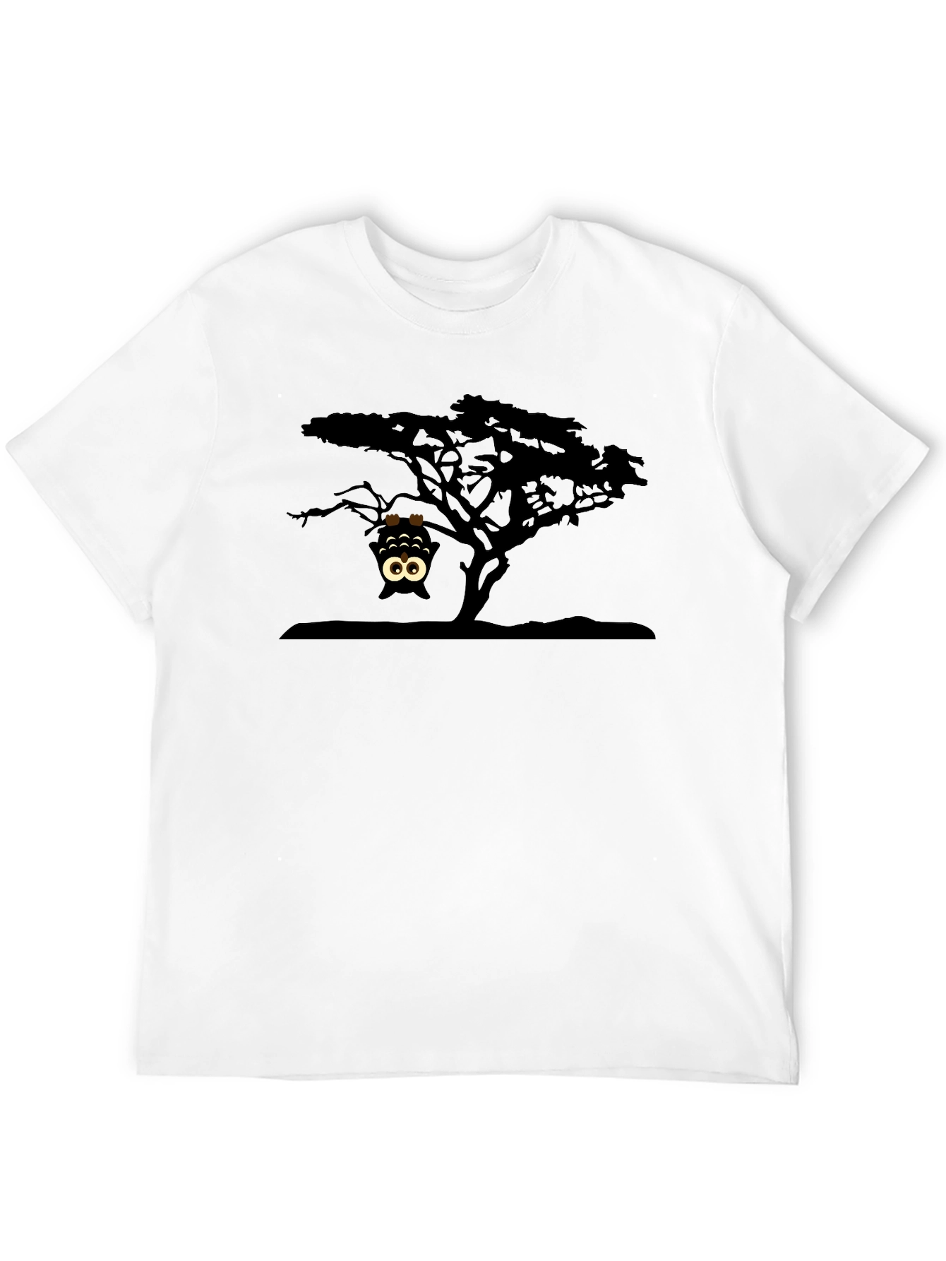 Upside Down Owl T-Shirt - Black Funny Animal Tee