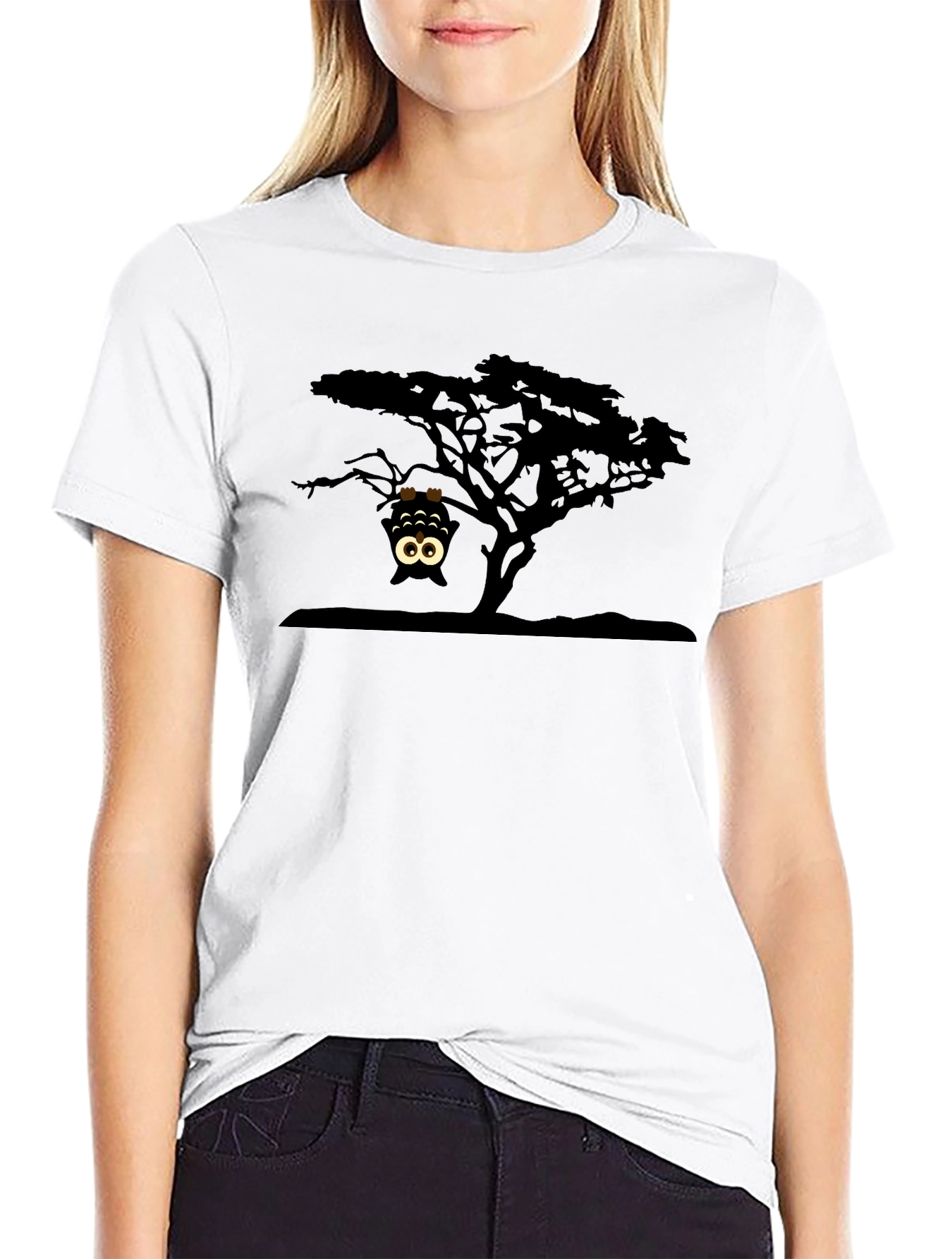 Upside Down Owl T-Shirt - Black Funny Animal Tee