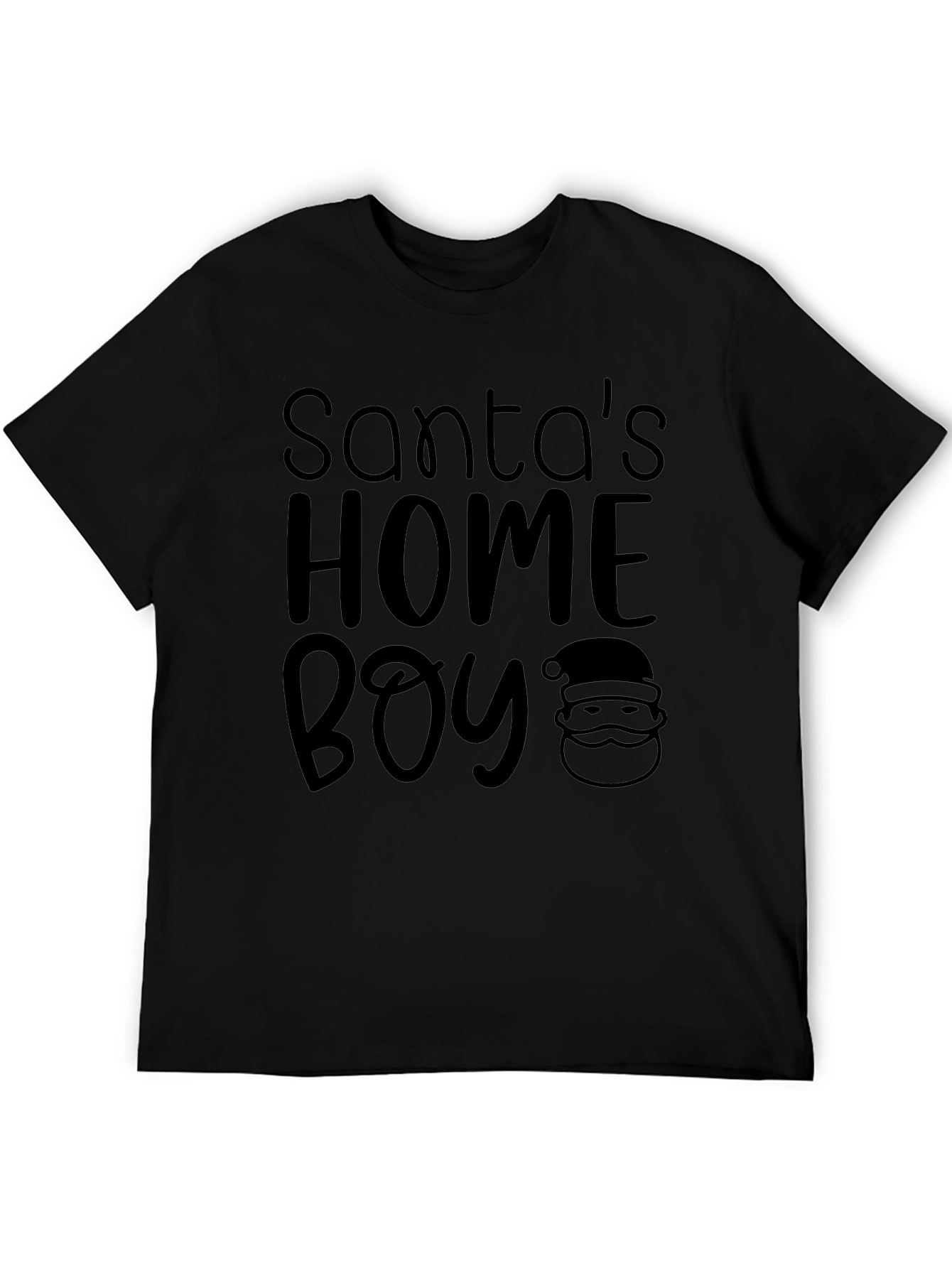 Santas Home Boy Black Graphic Tee Shirt