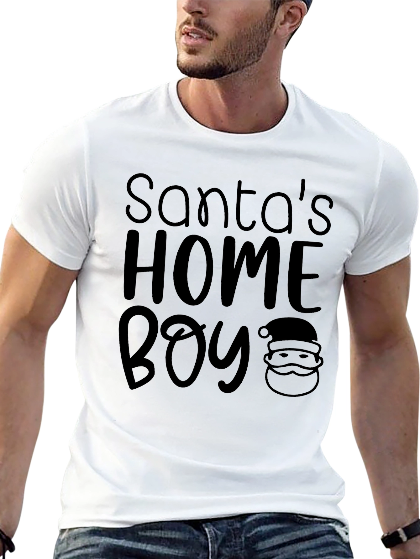 Santas Home Boy Black Graphic Tee Shirt