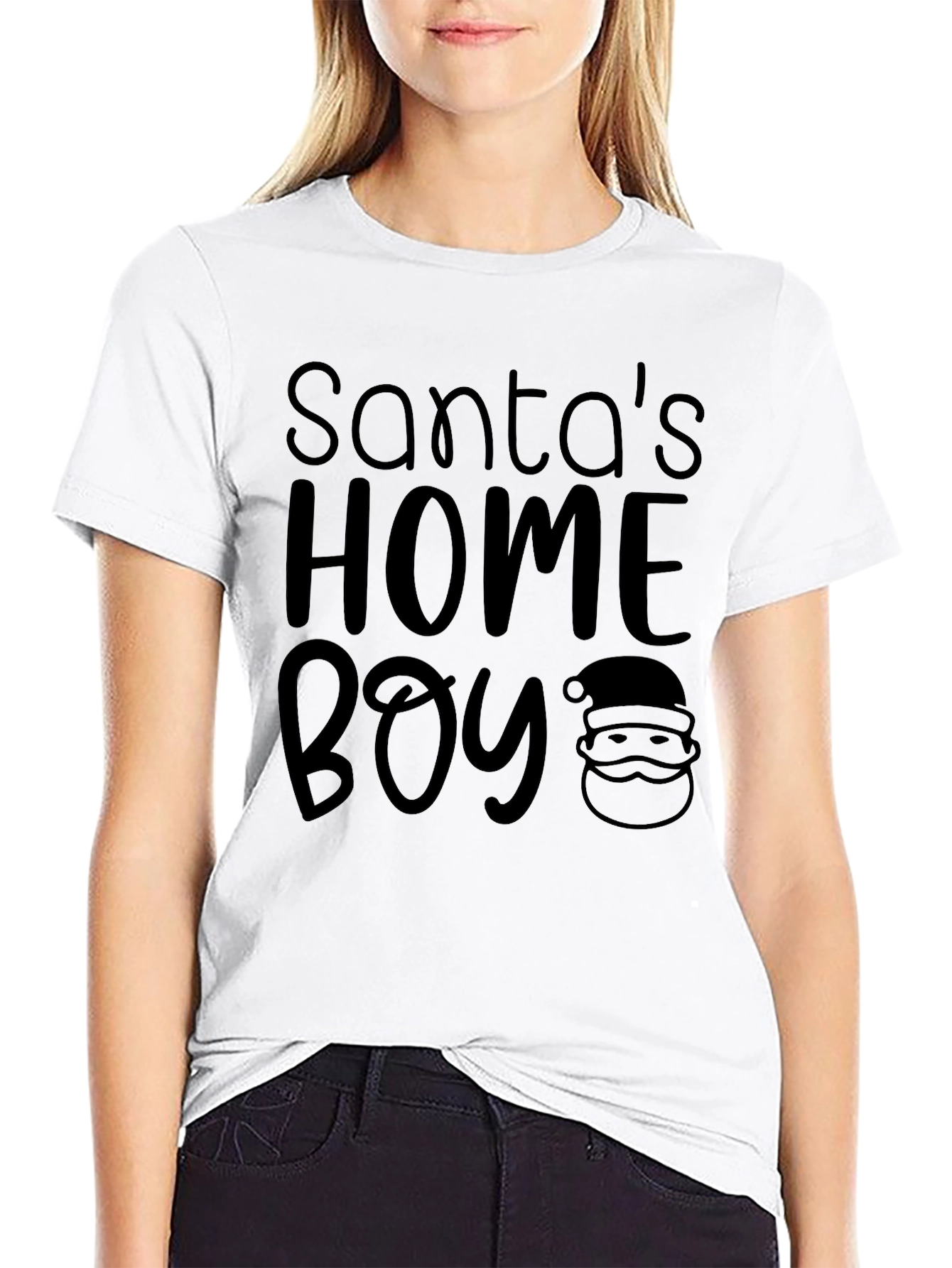Santas Home Boy Black Graphic Tee Shirt