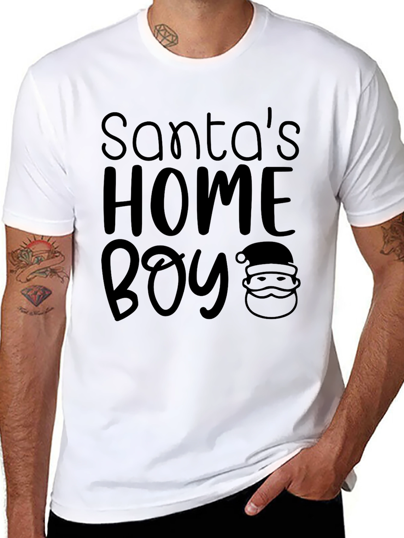 Santas Home Boy Black Graphic Tee Shirt