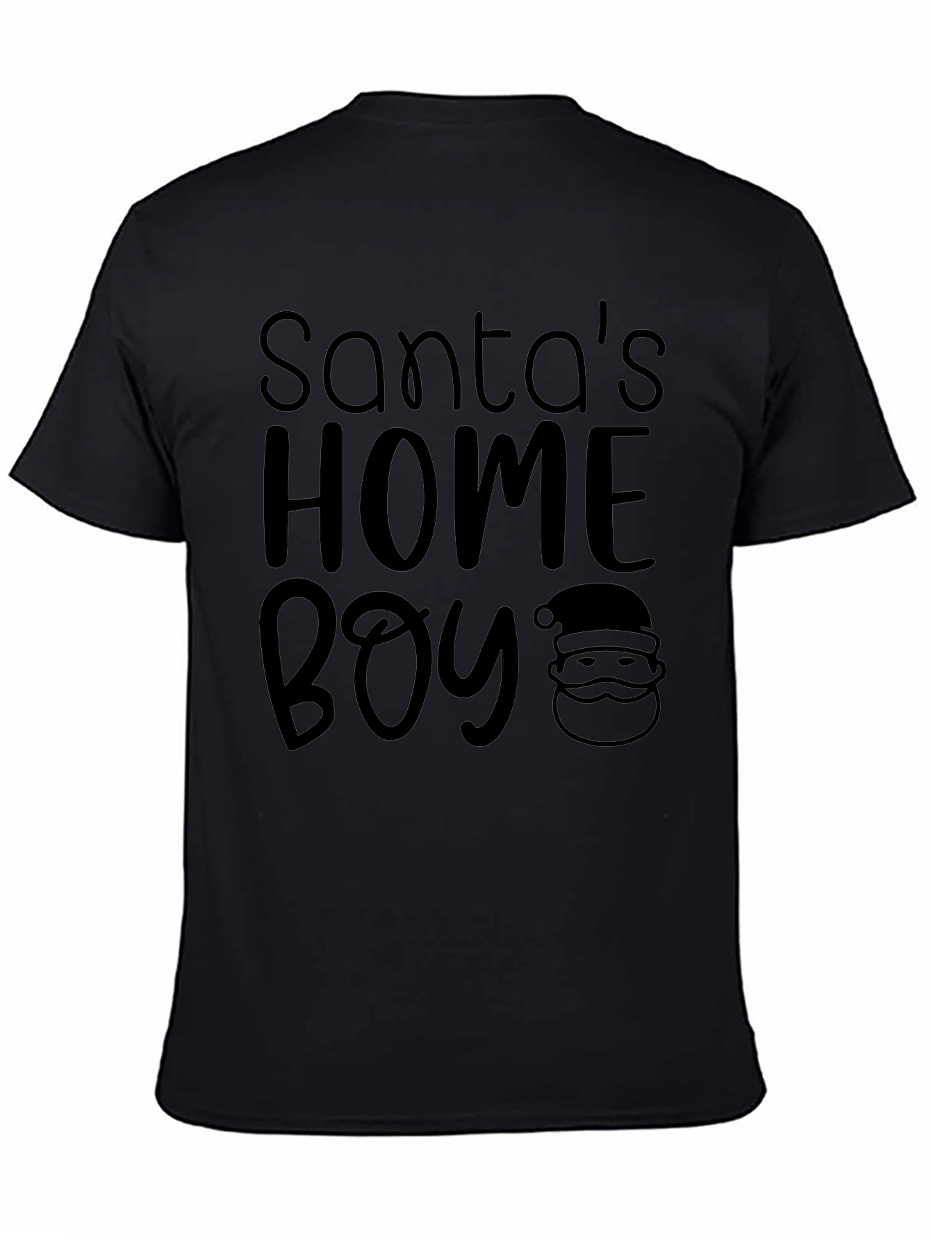 Santas Home Boy Black Graphic Tee Shirt
