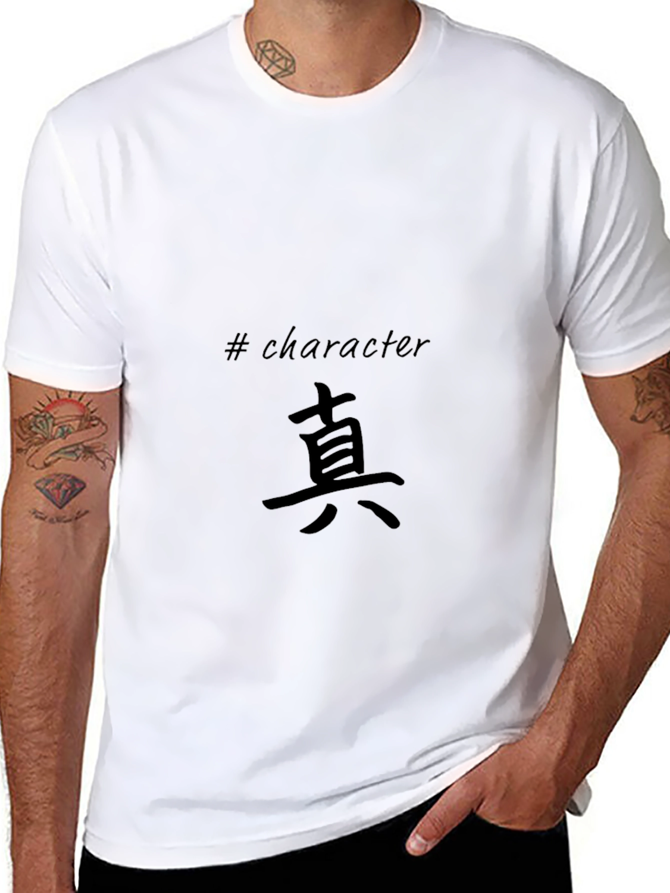 Black T-Shirt with Japanese Character Design