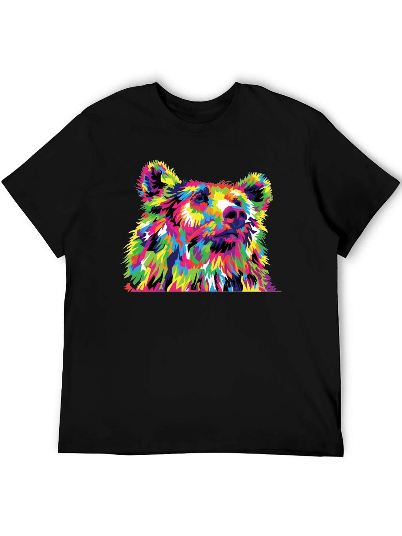 Vibrant Bear Graphic Tee - Mens Black T-Shirt
