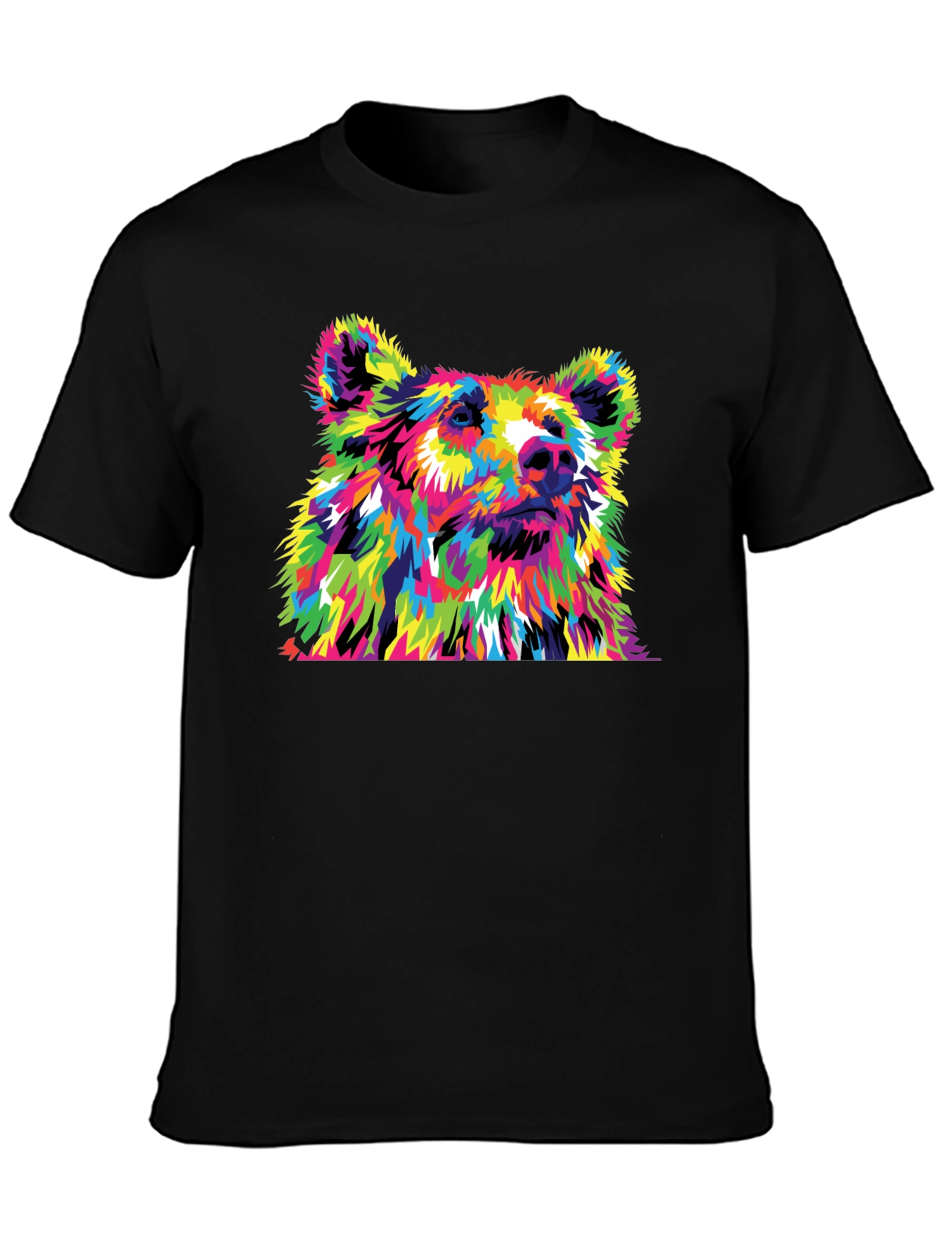 Vibrant Bear Graphic Tee - Mens Black T-Shirt