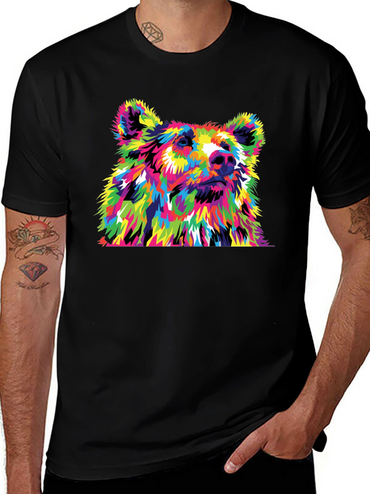 Vibrant Bear Graphic Tee - Mens Black T-Shirt