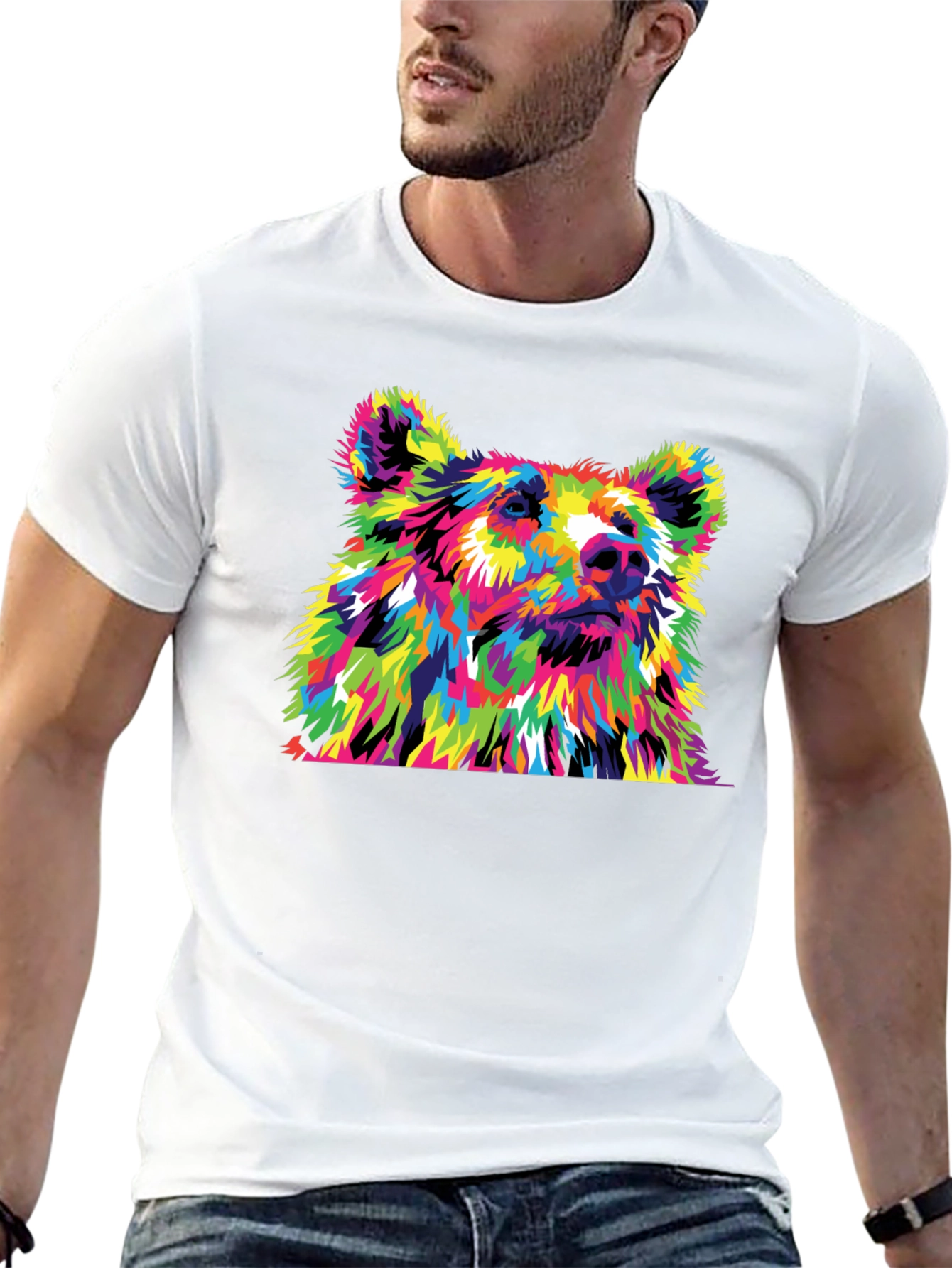 Vibrant Bear Graphic Tee - Mens Black T-Shirt
