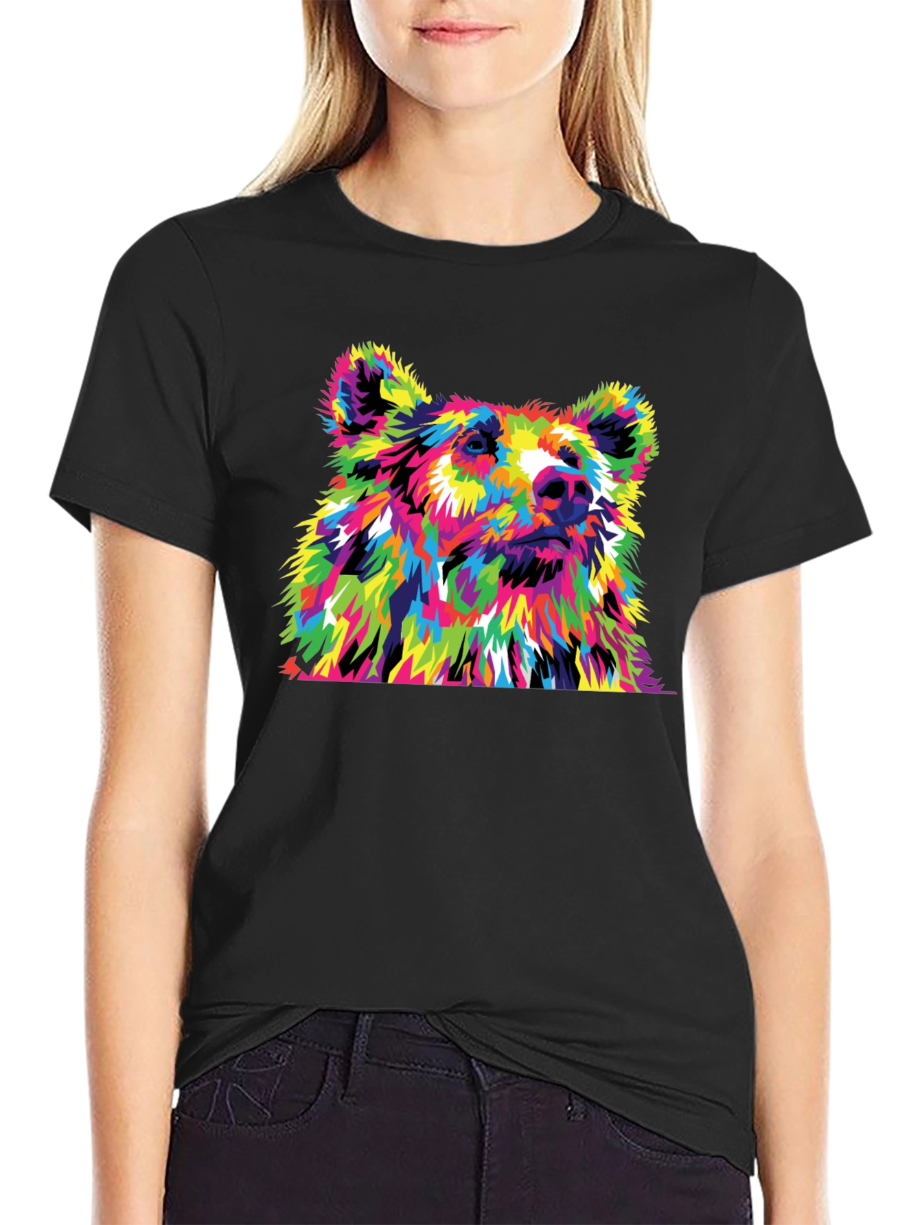 Vibrant Bear Graphic Tee - Mens Black T-Shirt