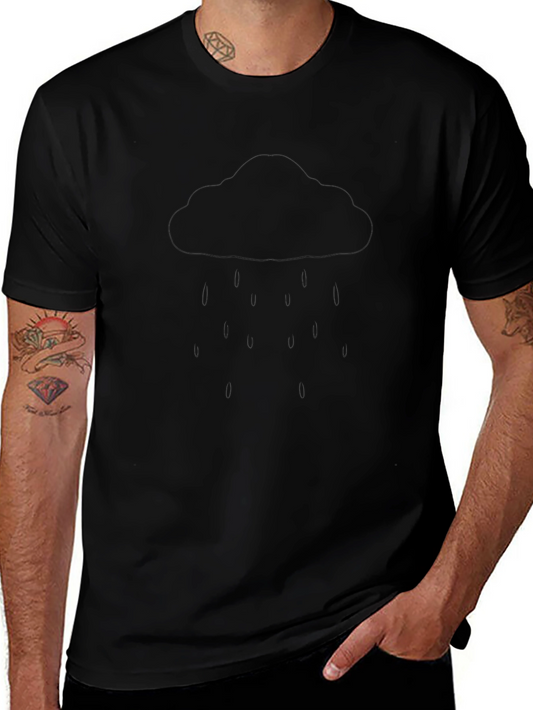 Rainy Day Cloud Tee - Soft Black Cotton T-Shirt