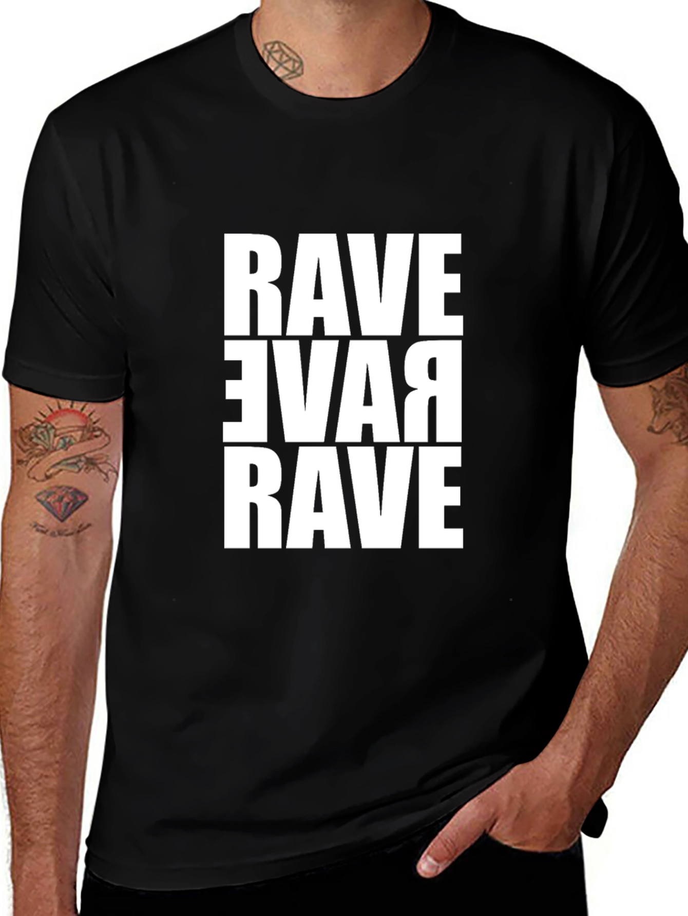 Rave Graphic Print Black T-Shirt