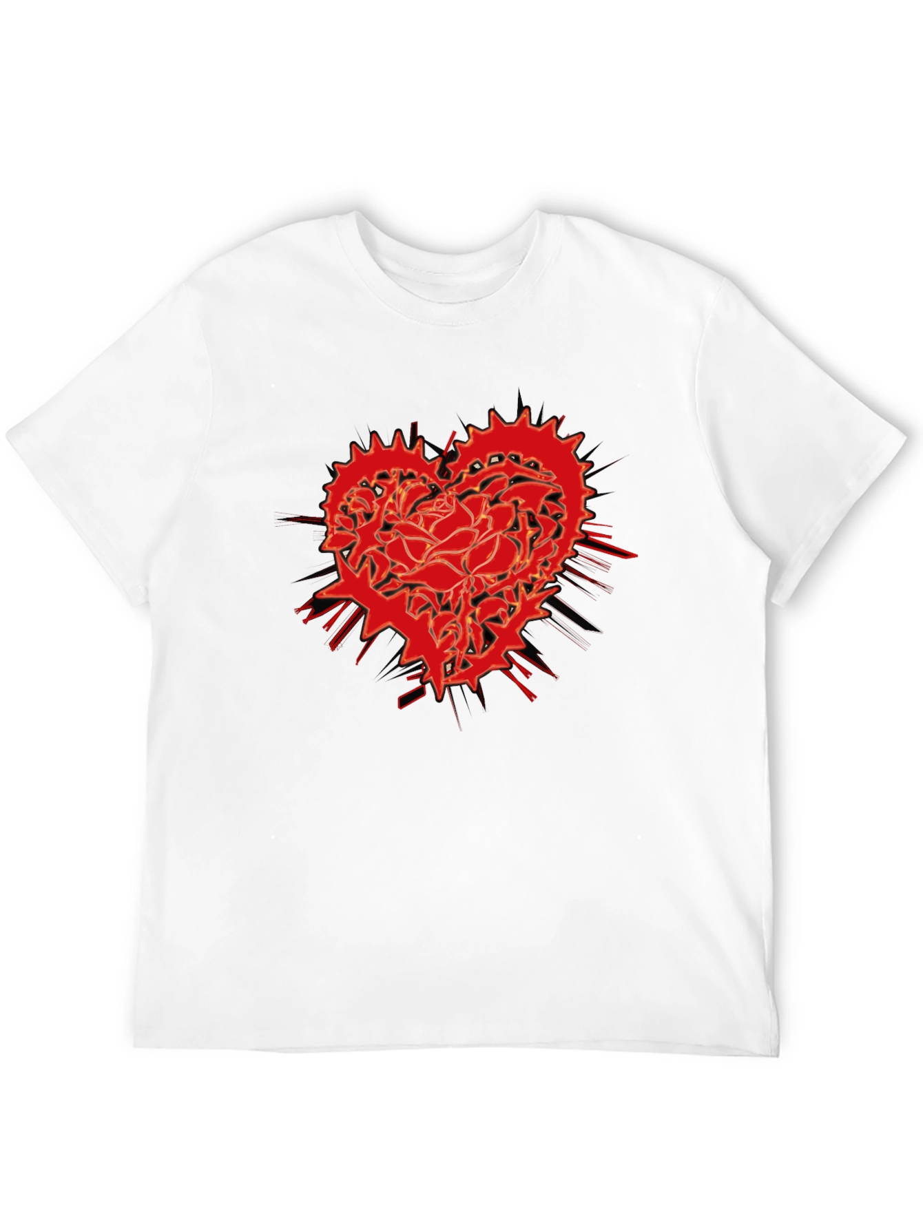 Red Rose Heart Gear Graphic T-Shirt