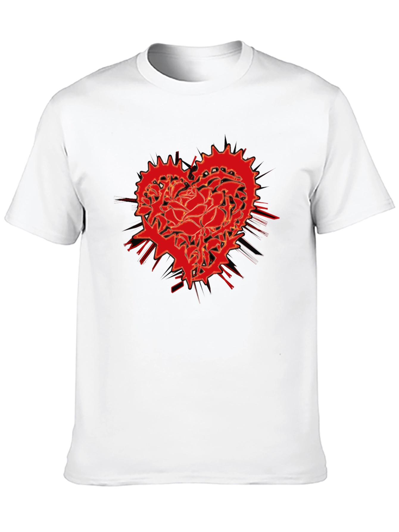 Red Rose Heart Gear Graphic T-Shirt