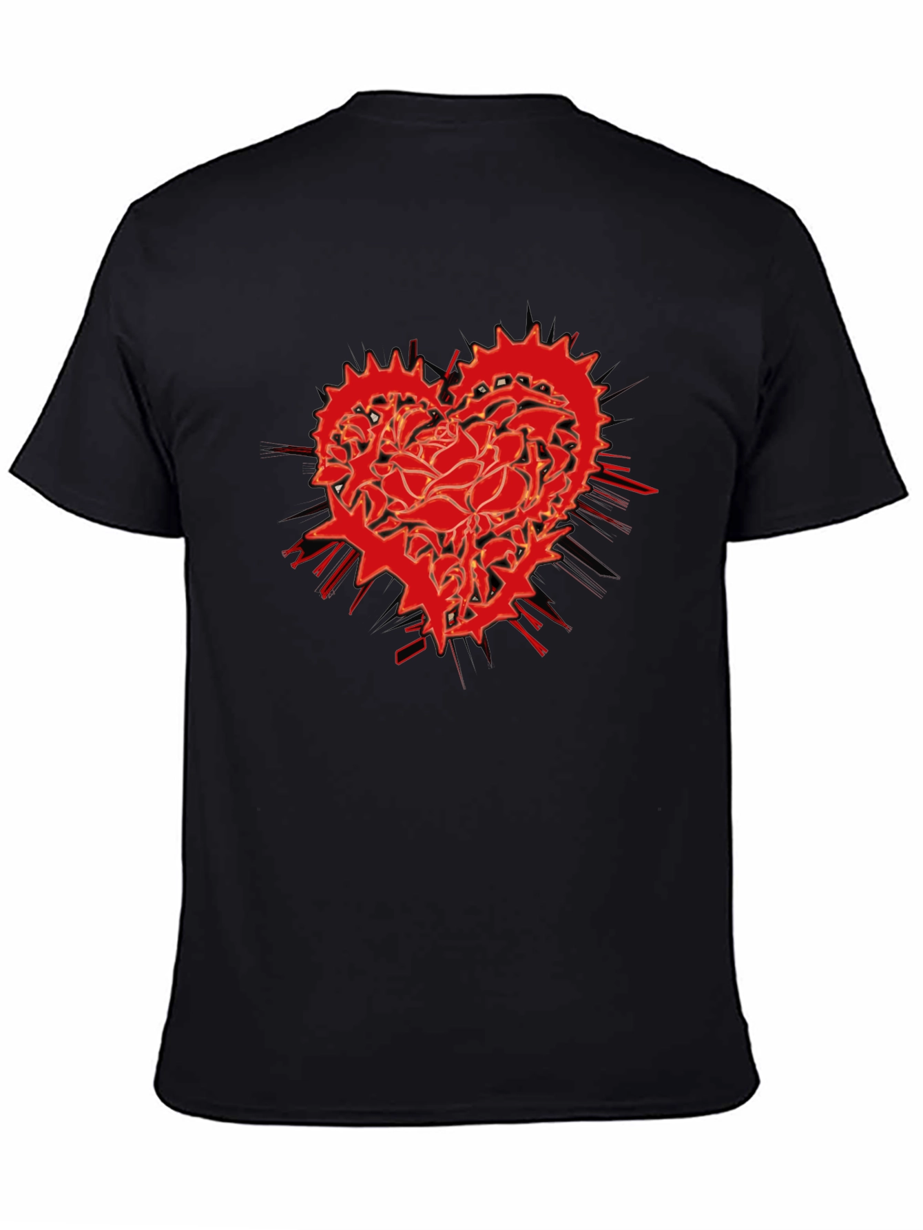 Red Rose Heart Gear Graphic T-Shirt