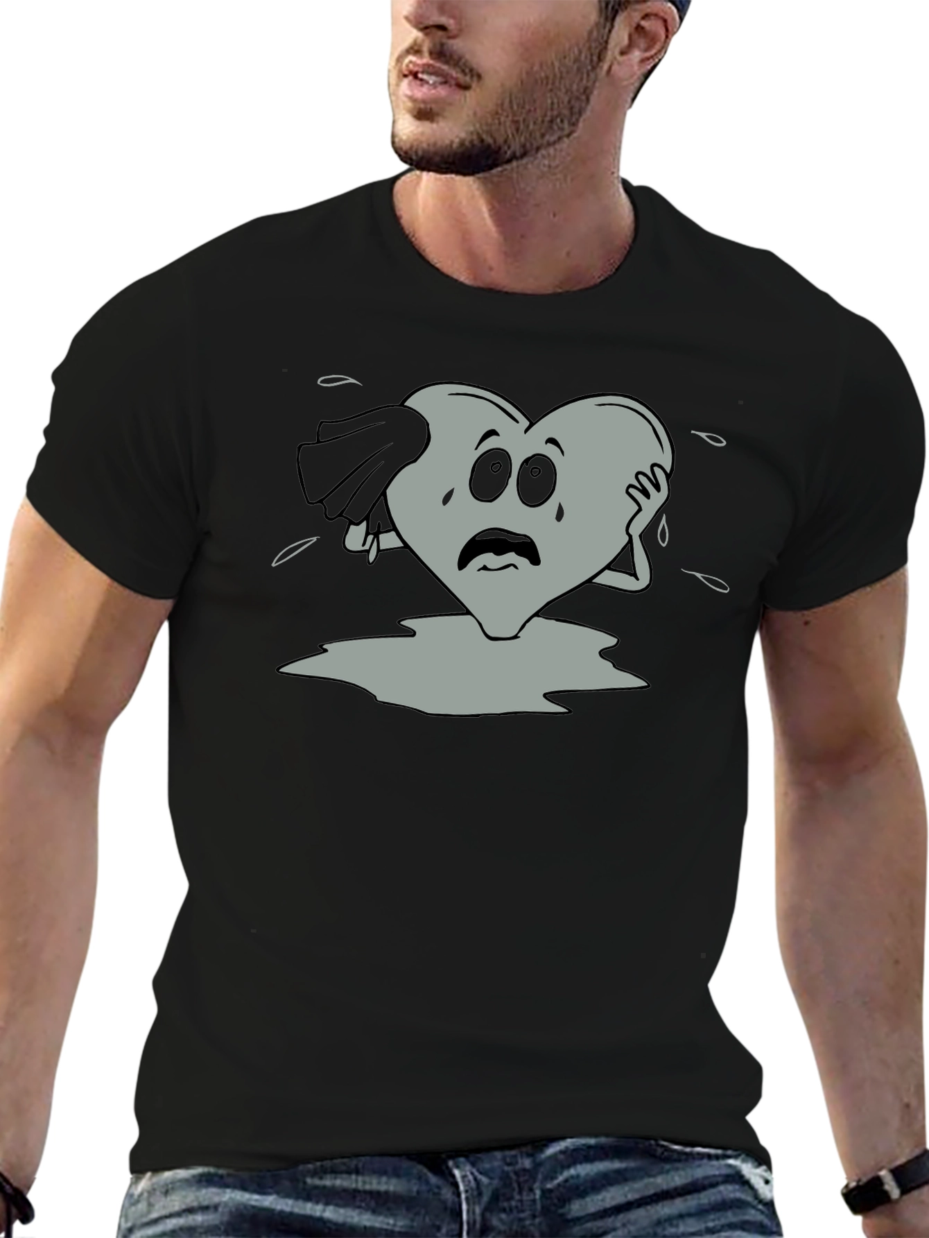 Sad Heart Graphic T-Shirt - Black