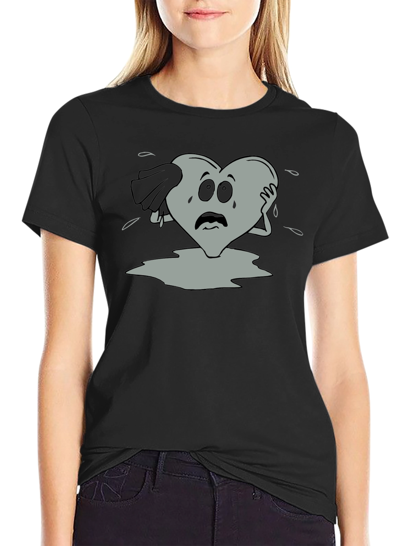 Sad Heart Graphic T-Shirt - Black