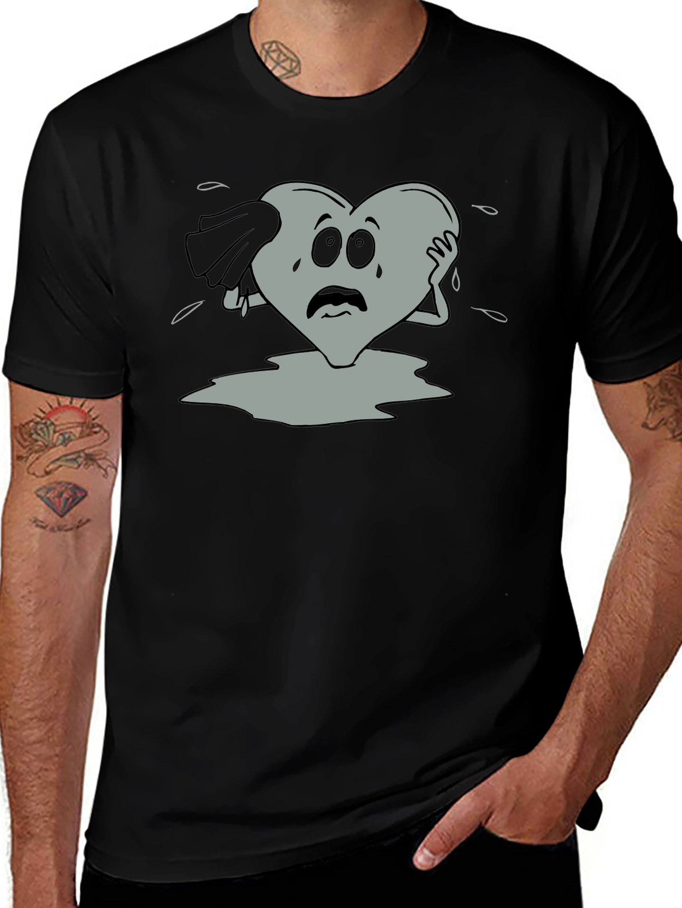 Sad Heart Graphic T-Shirt - Black
