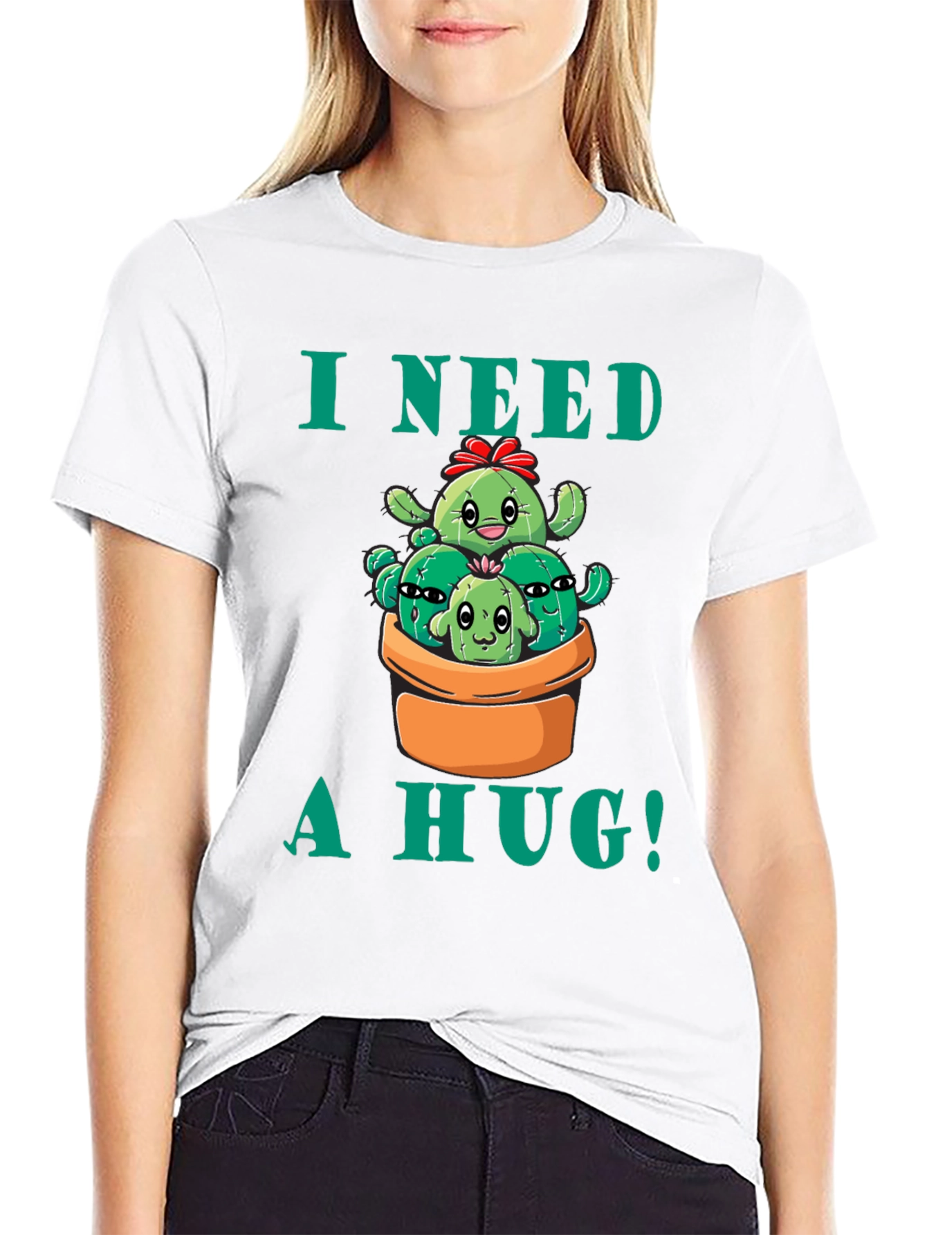 I Need a Hug! Cactus Graphic T-Shirt