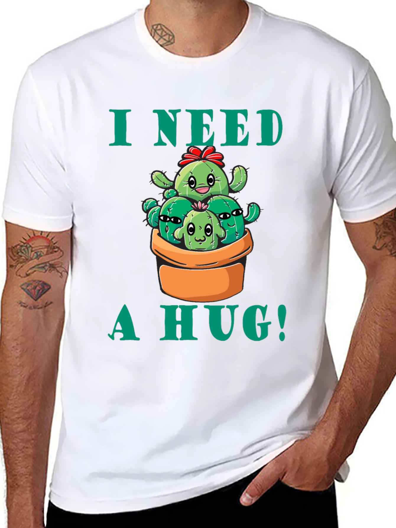 I Need a Hug! Cactus Graphic T-Shirt