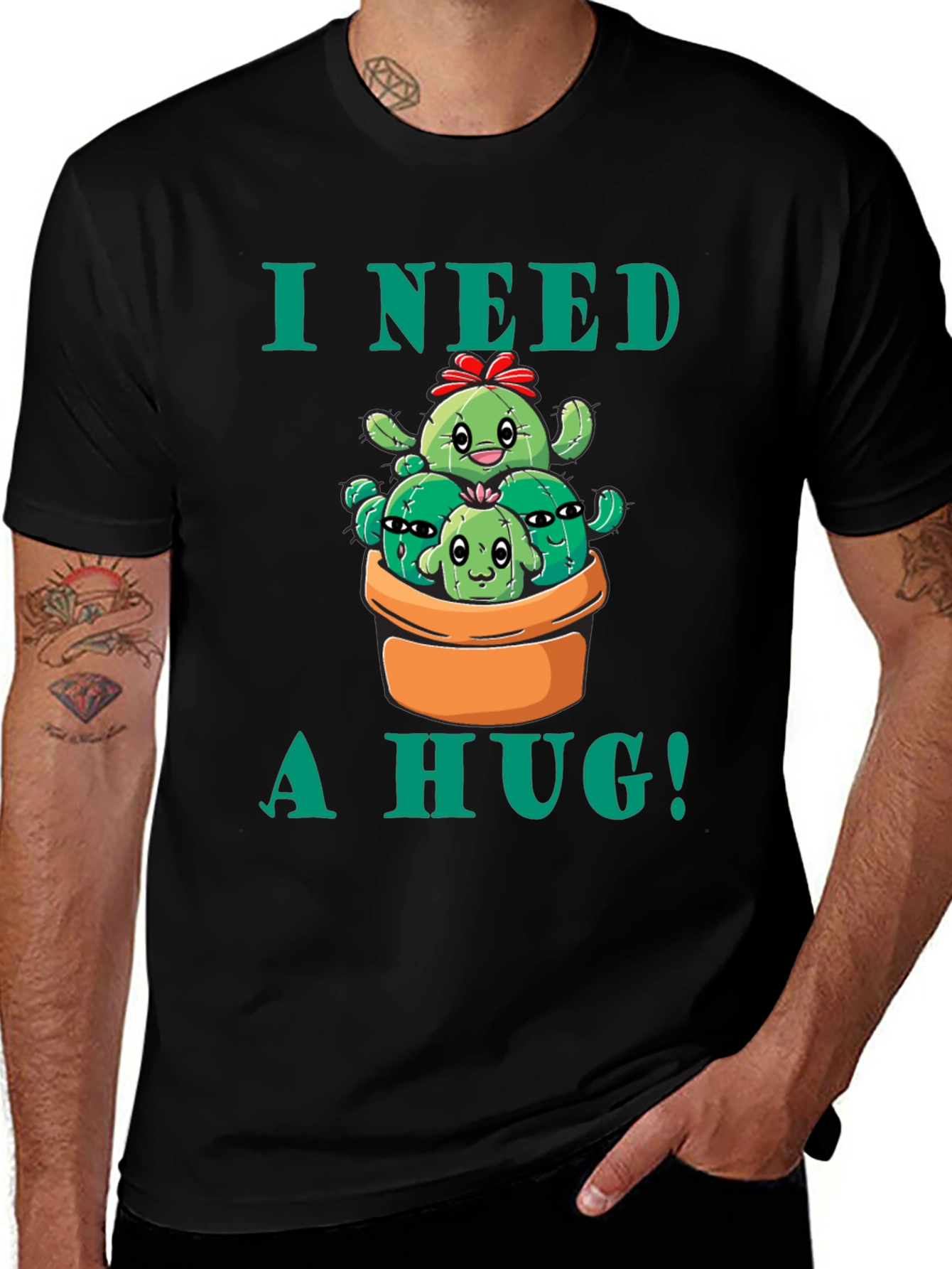 I Need a Hug! Cactus Graphic T-Shirt