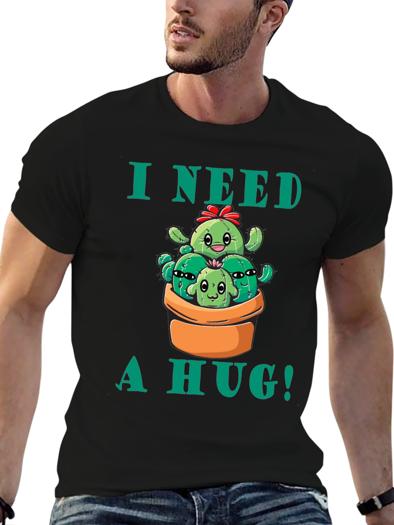 I Need a Hug! Cactus Graphic T-Shirt