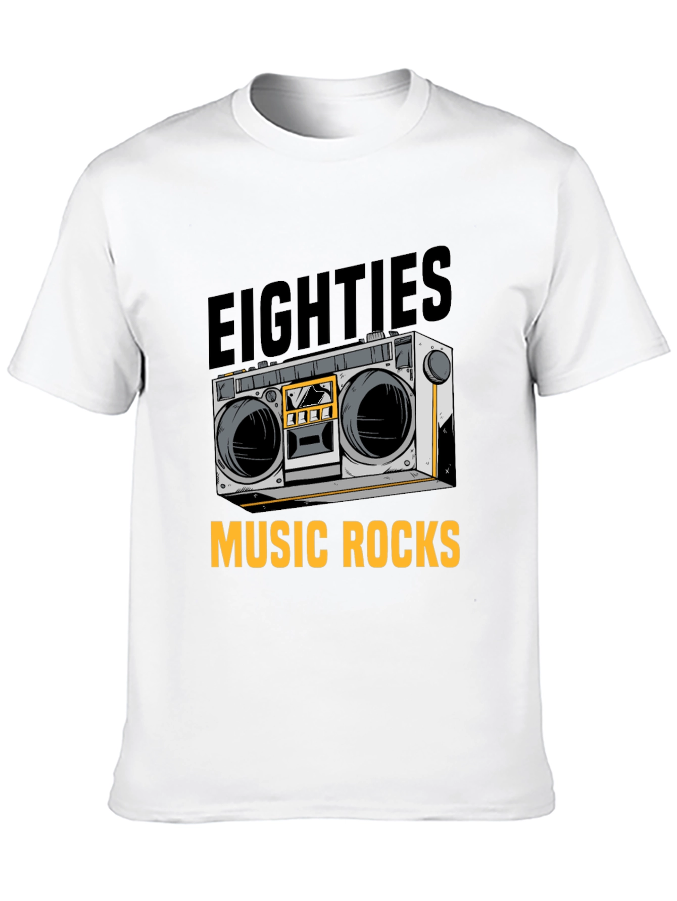 80s Music Rocks T-Shirt - Retro Boombox Design