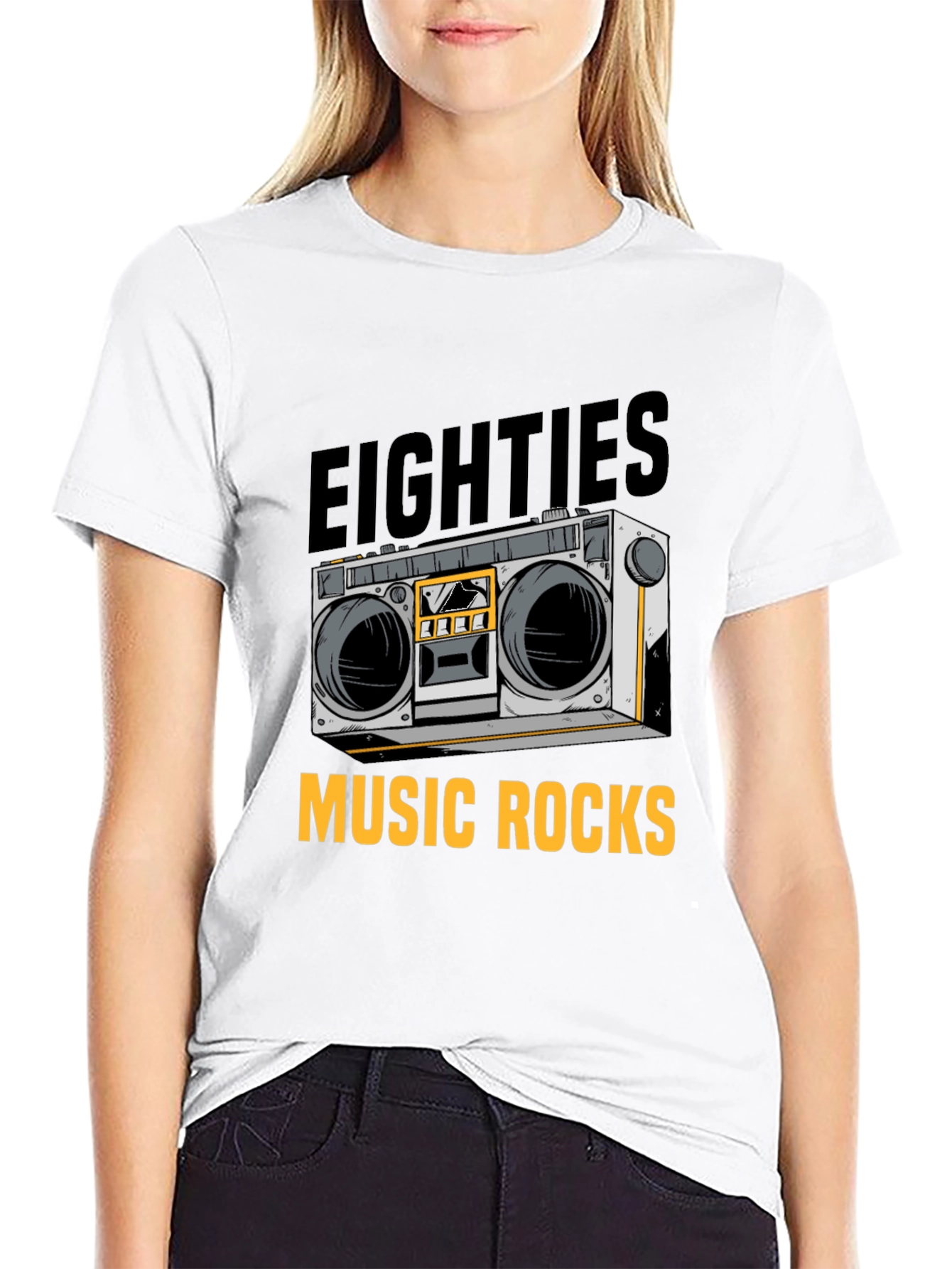 80s Music Rocks T-Shirt - Retro Boombox Design