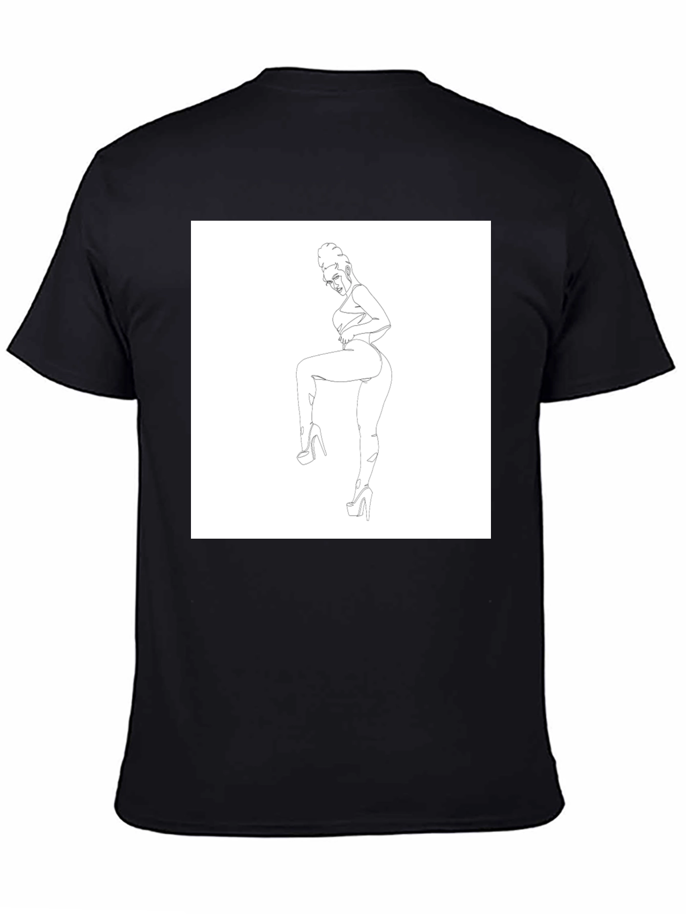 Black Graphic T-Shirt - Minimalist Woman Art