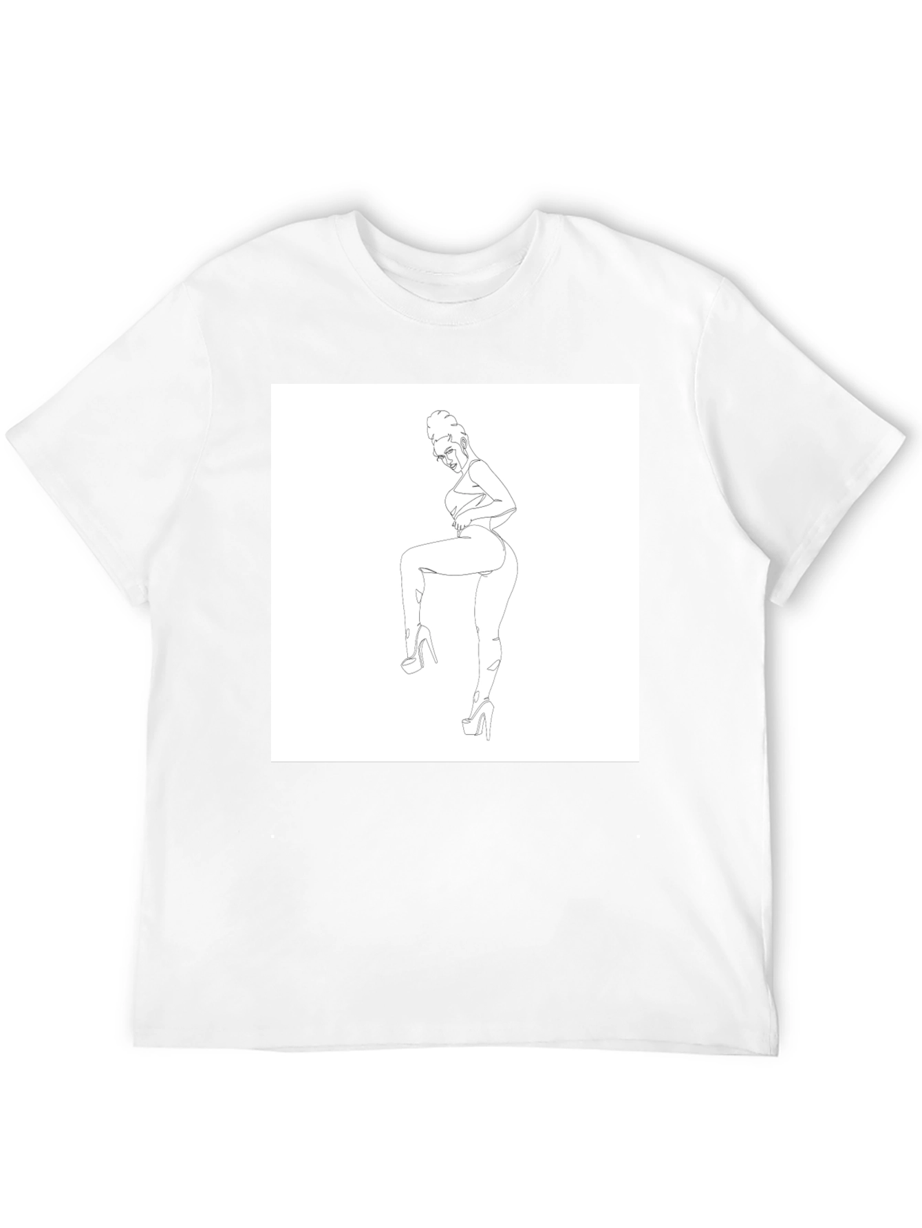 Black Graphic T-Shirt - Minimalist Woman Art
