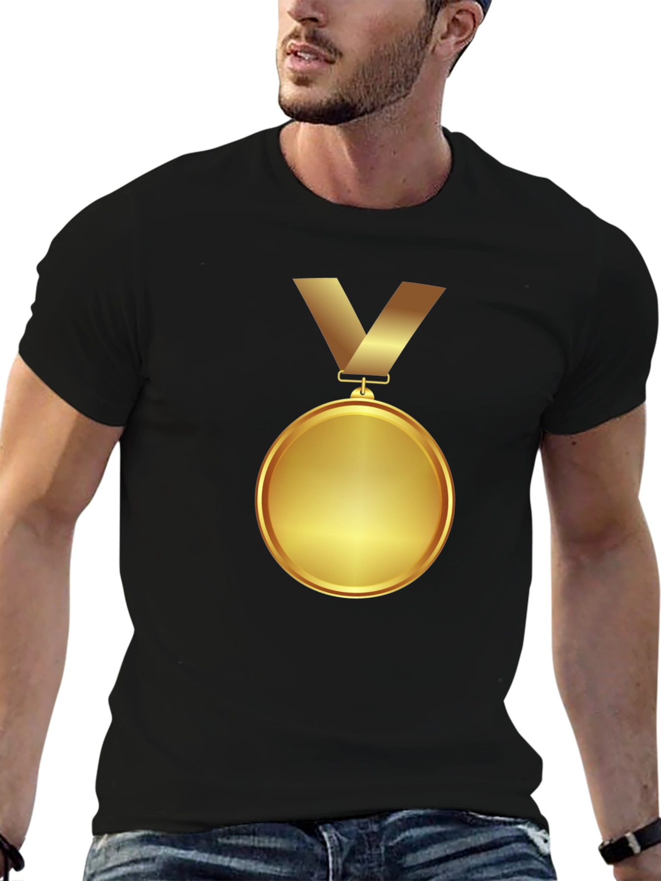 Winners Gold Medal Graphic Tee - Premium Black T-Shirt