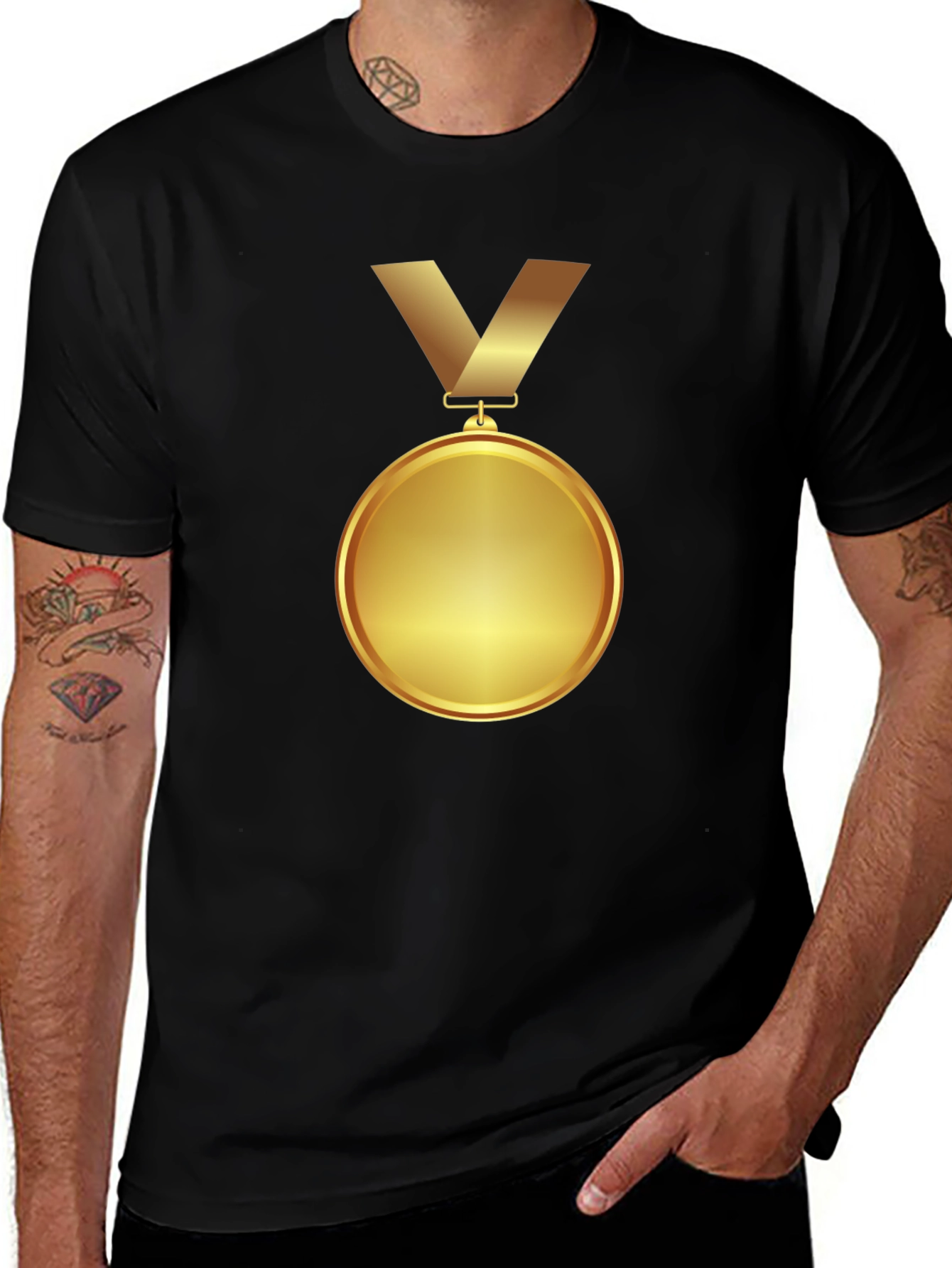 Winners Gold Medal Graphic Tee - Premium Black T-Shirt